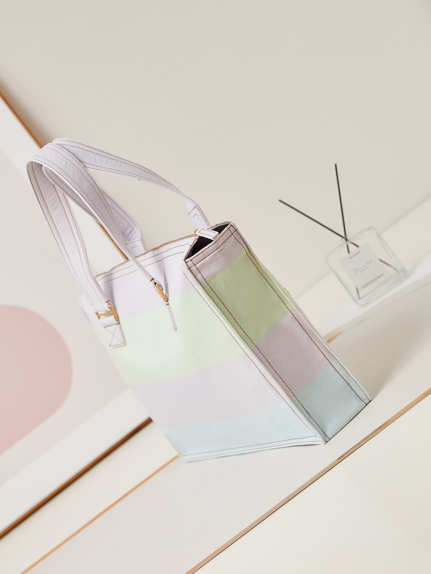 Bagsaaa Ch**el Shopping Bag AS4719 Printed Denim - 30 × 45 × 9.5 cm