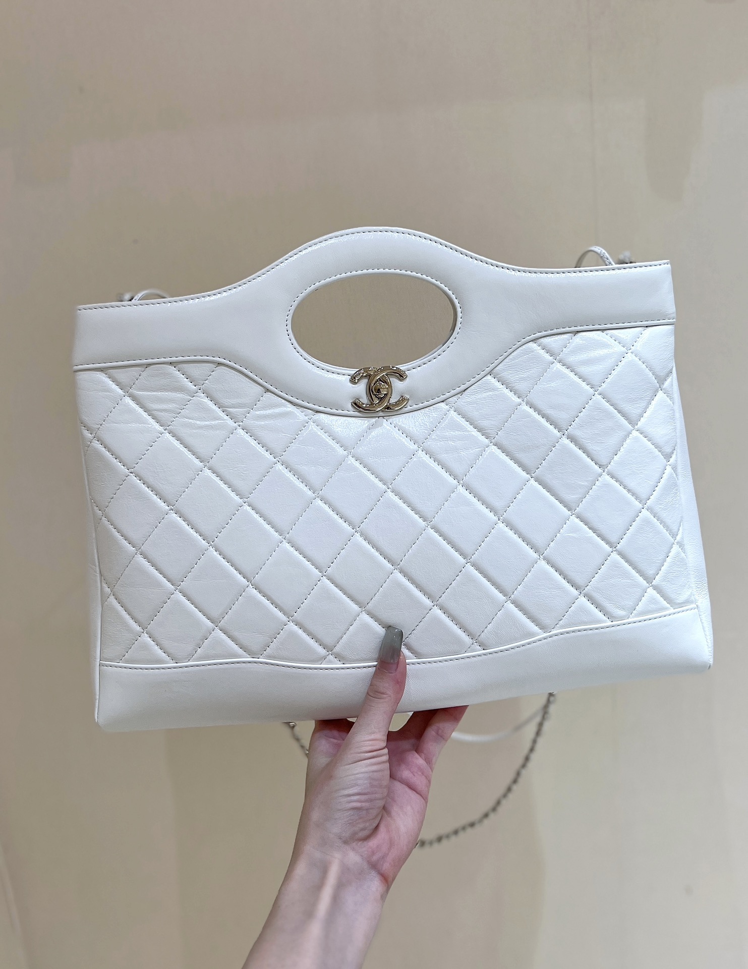 Bagsaaa Ch**el Shopping Bag AS4854 White - 30 × 36 × 9 cm