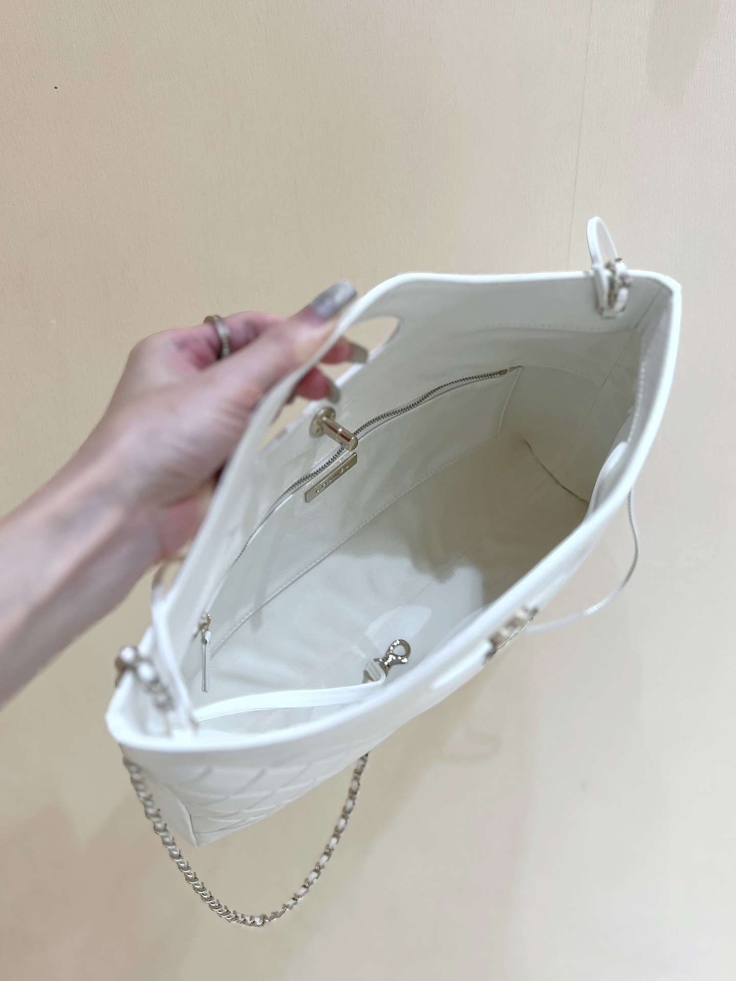 Bagsaaa Ch**el Shopping Bag AS4854 White - 30 × 36 × 9 cm