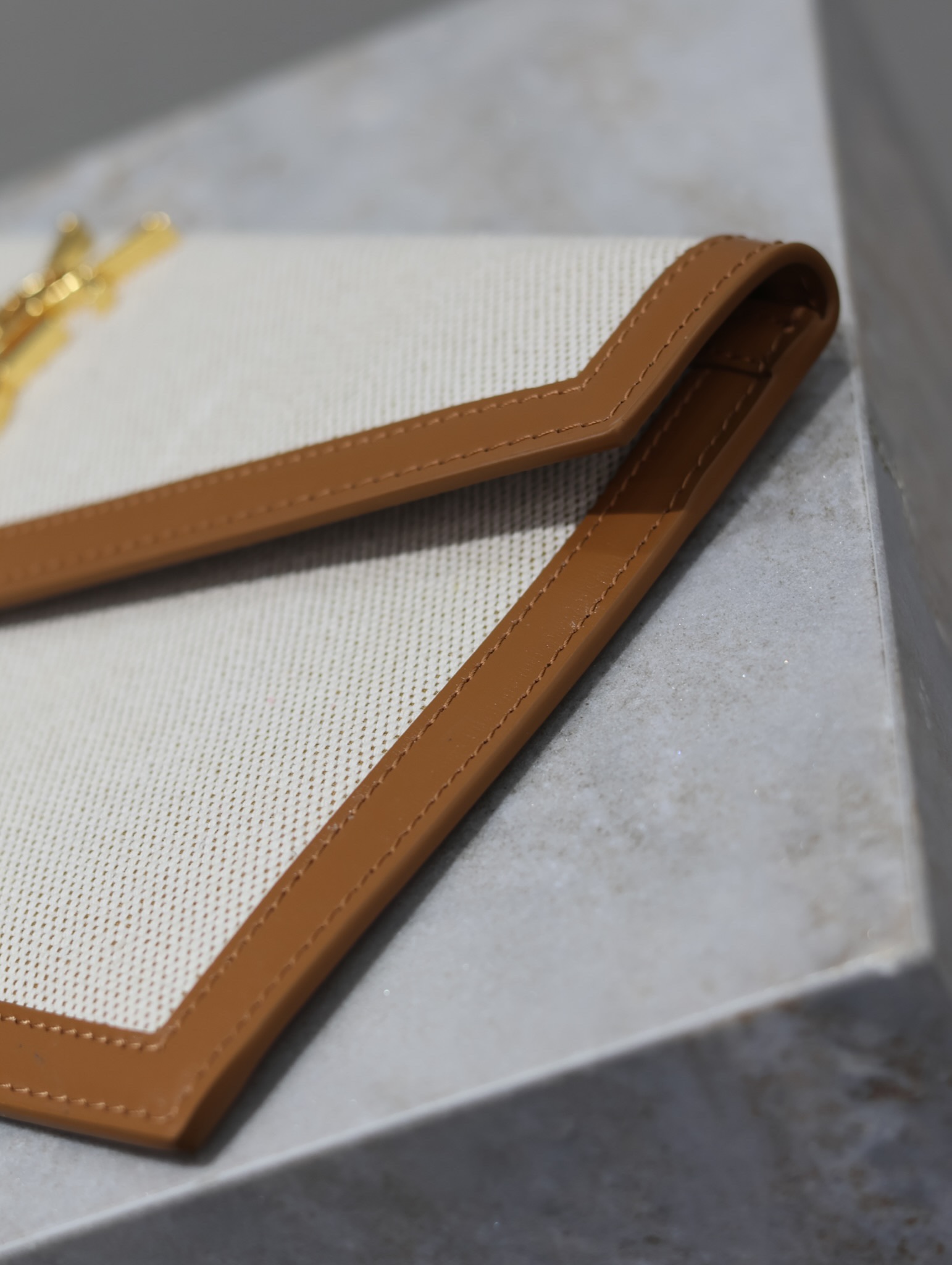 Bagsaaa Y51 Uptown Pouch In Canvas And Smooth Leather - 27 x 16 x 2 CM