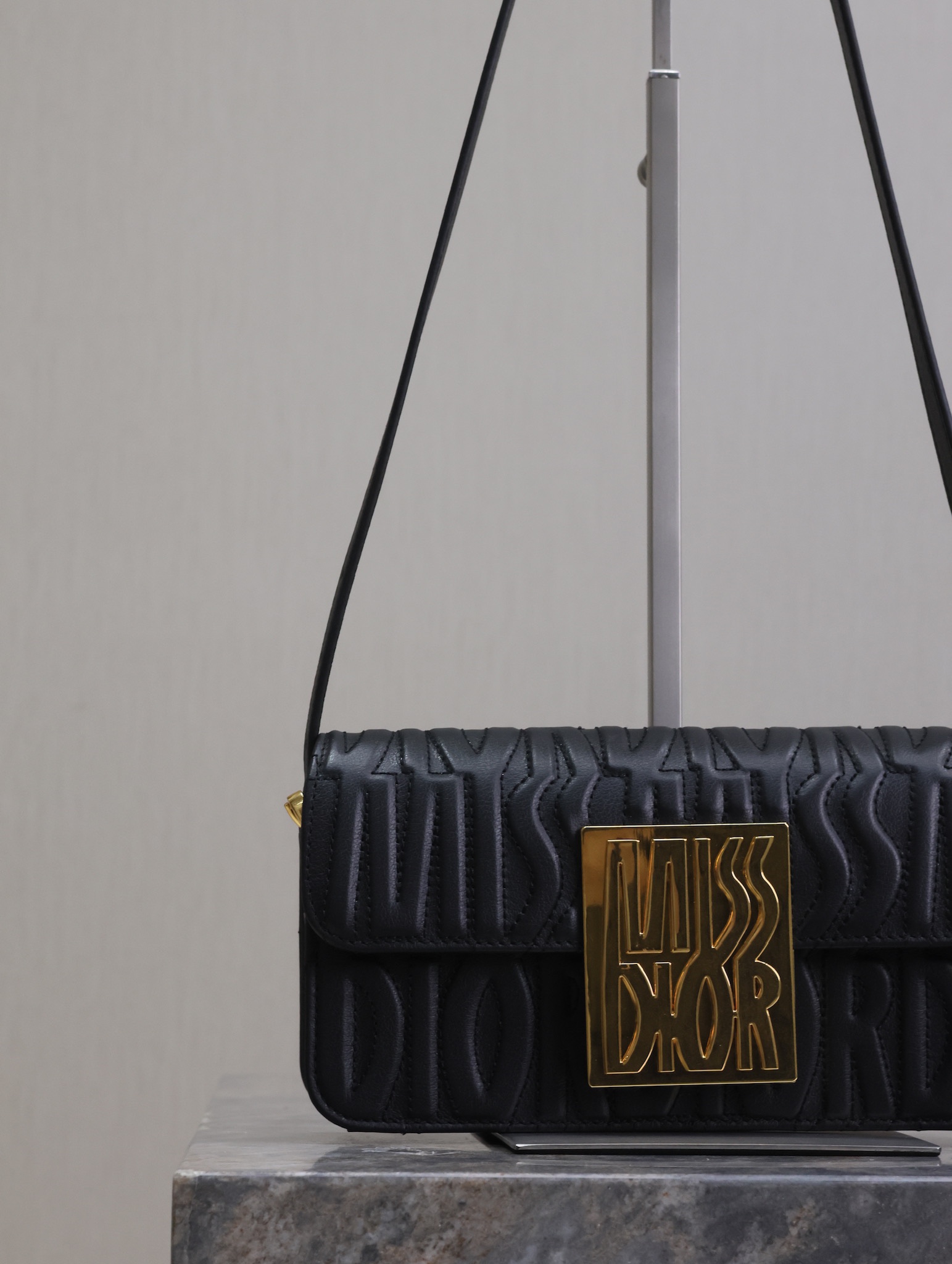 Bagsaaa Miss D10r Flap Bag Black Quilted Miss D10r Allover Calfskin - 22 x 11 x 6 cm