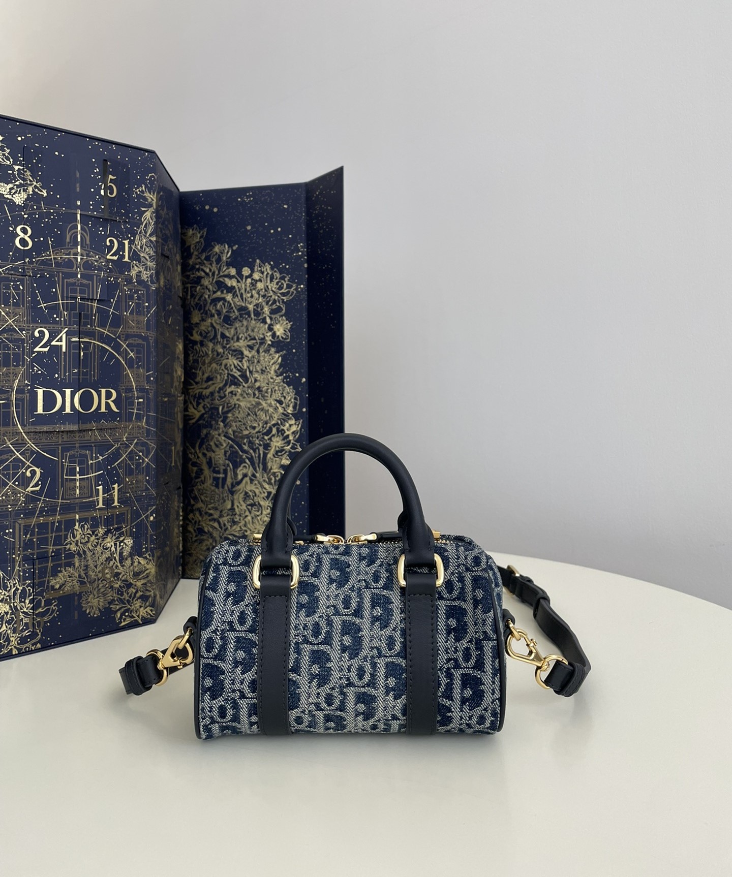 Bagsaaa D10r Groove 16 Mini Bag Blue Denim D10r Oblique Jacquard - 16 x 11 x 8 cm