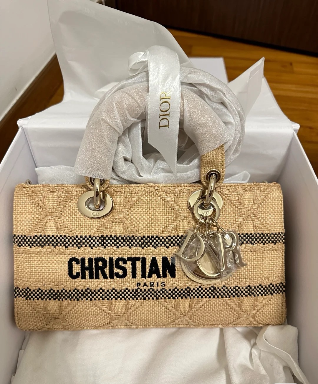 Bagsaaa D10r Lady Medium D-Joy Bag Natural Cannage Raffia