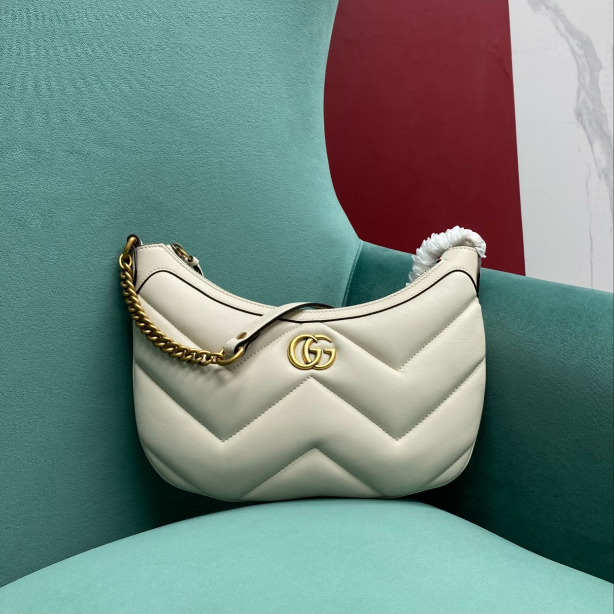 Bagsaaa Gvc*1 GG Marmont small shoulder bag 777263 white - 17 x 26 x 4cm
