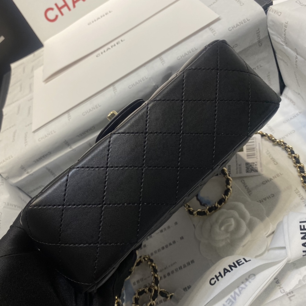 Bagsaaa Ch**el Mini Classic Handbag With Top Handle AS2431 Black - 12 × 20 × 6 cm