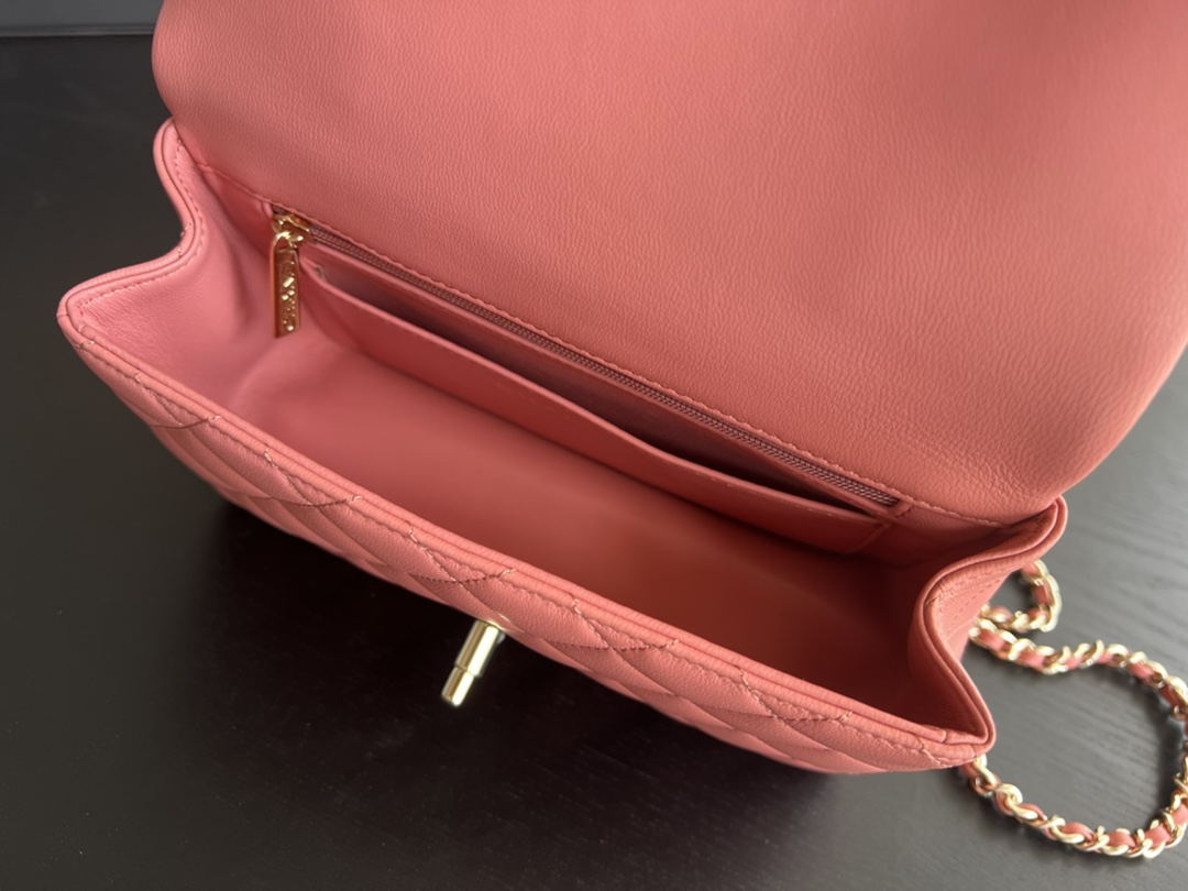 Bagsaaa Ch**el Mini Classic Handbag With Top Handle AS2431 Pink - 12 × 20 × 6 cm
