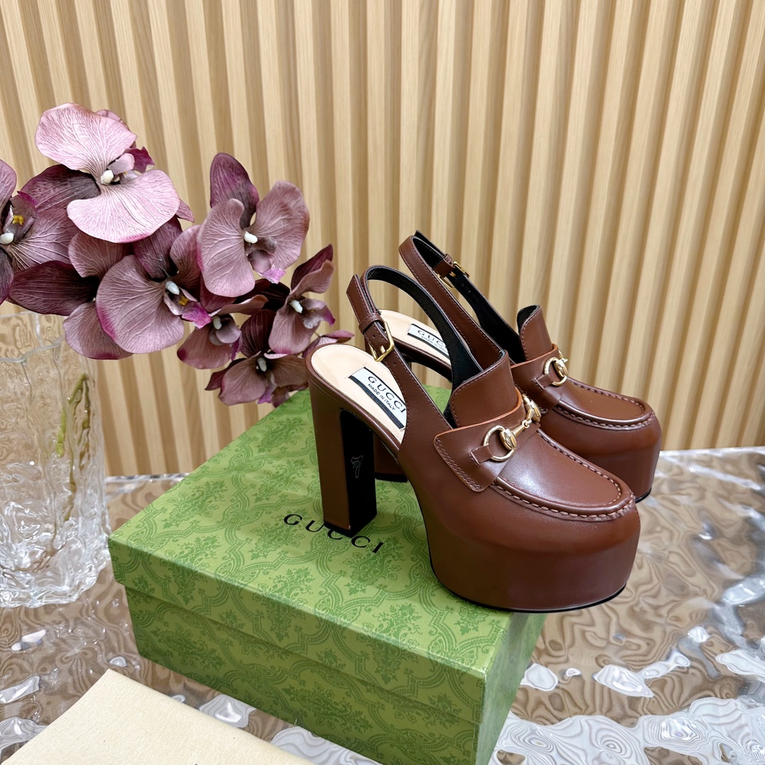 Bagsaaa Gvc*1 Women's Horsebit platform loafer slingback 805308 brown