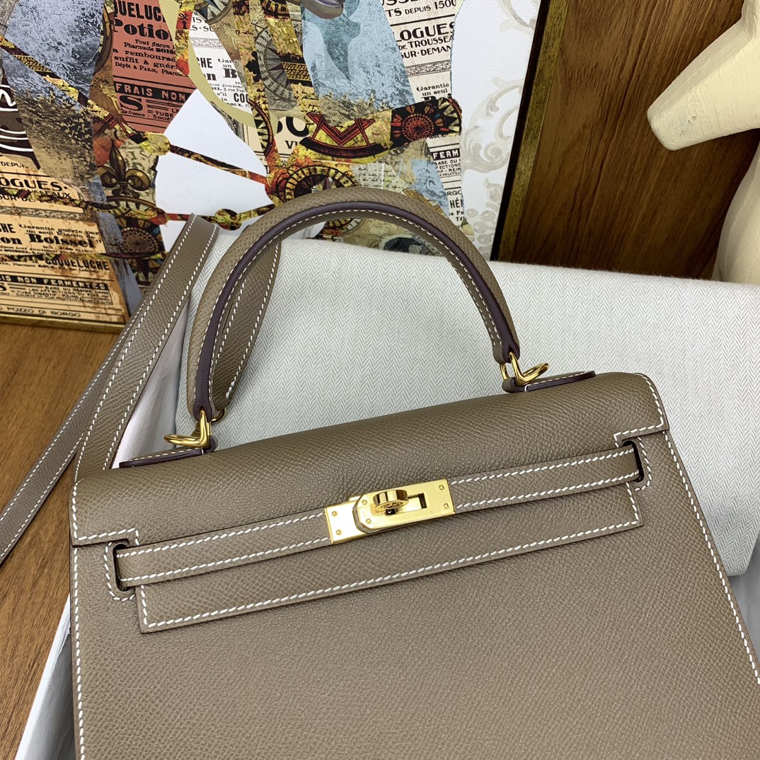 Bagsaaa H**me5 Kelly Etoupe Epsom & Gold Hardware - 25cm