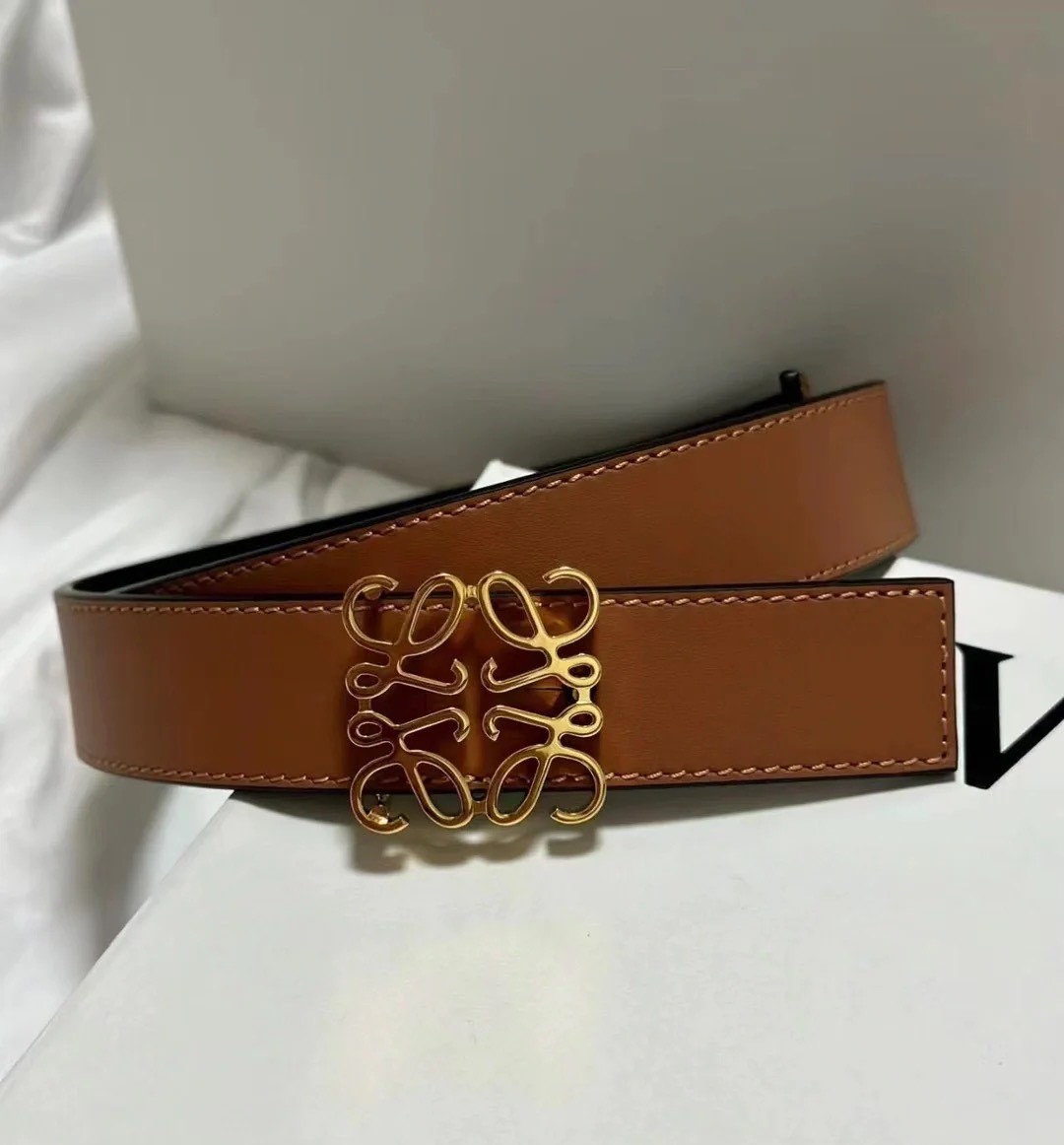 Bagsaaa L0ew* Reversible Anagram belt in smooth calfskin brown & black - 2.8cm