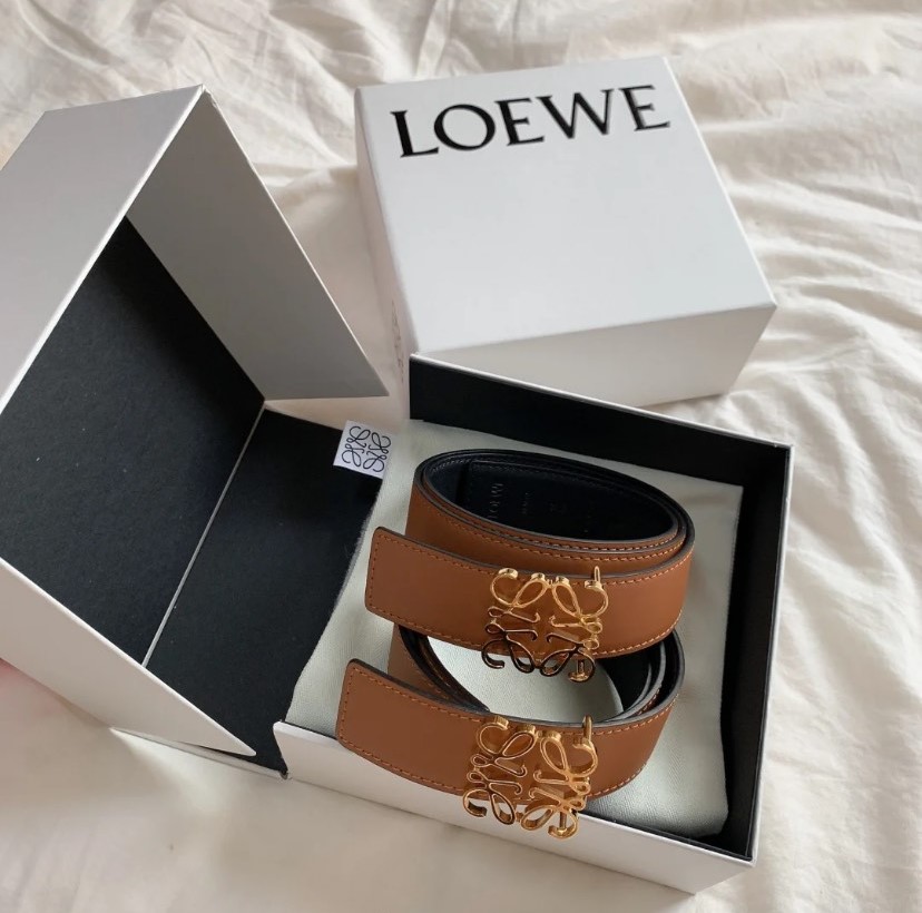 Bagsaaa L0ew* Reversible Anagram belt in smooth calfskin brown & black - 2.8cm