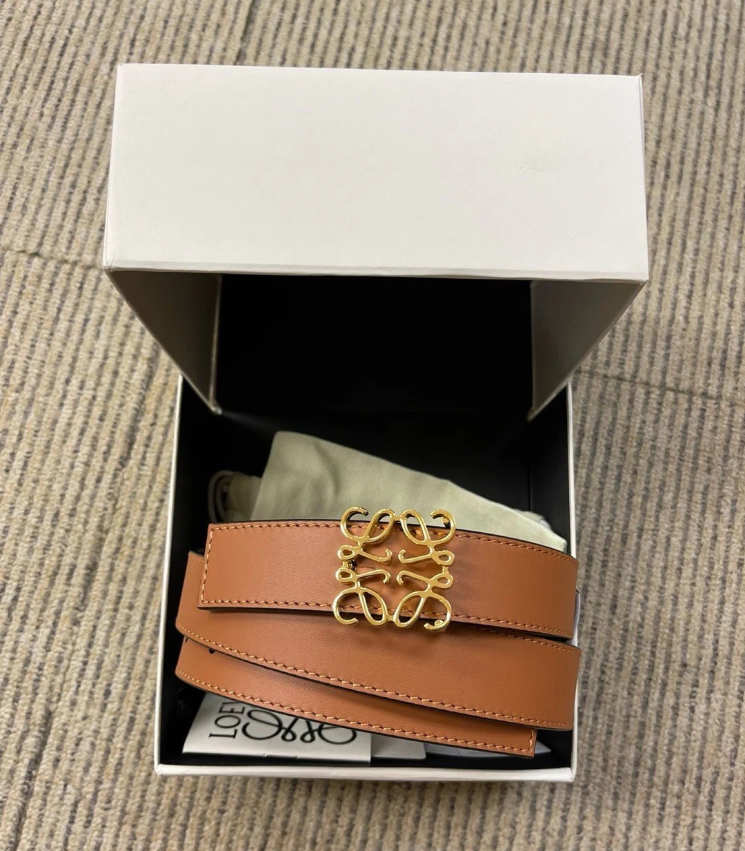 Bagsaaa L0ew* Reversible Anagram belt in smooth calfskin brown & black - 2.8cm