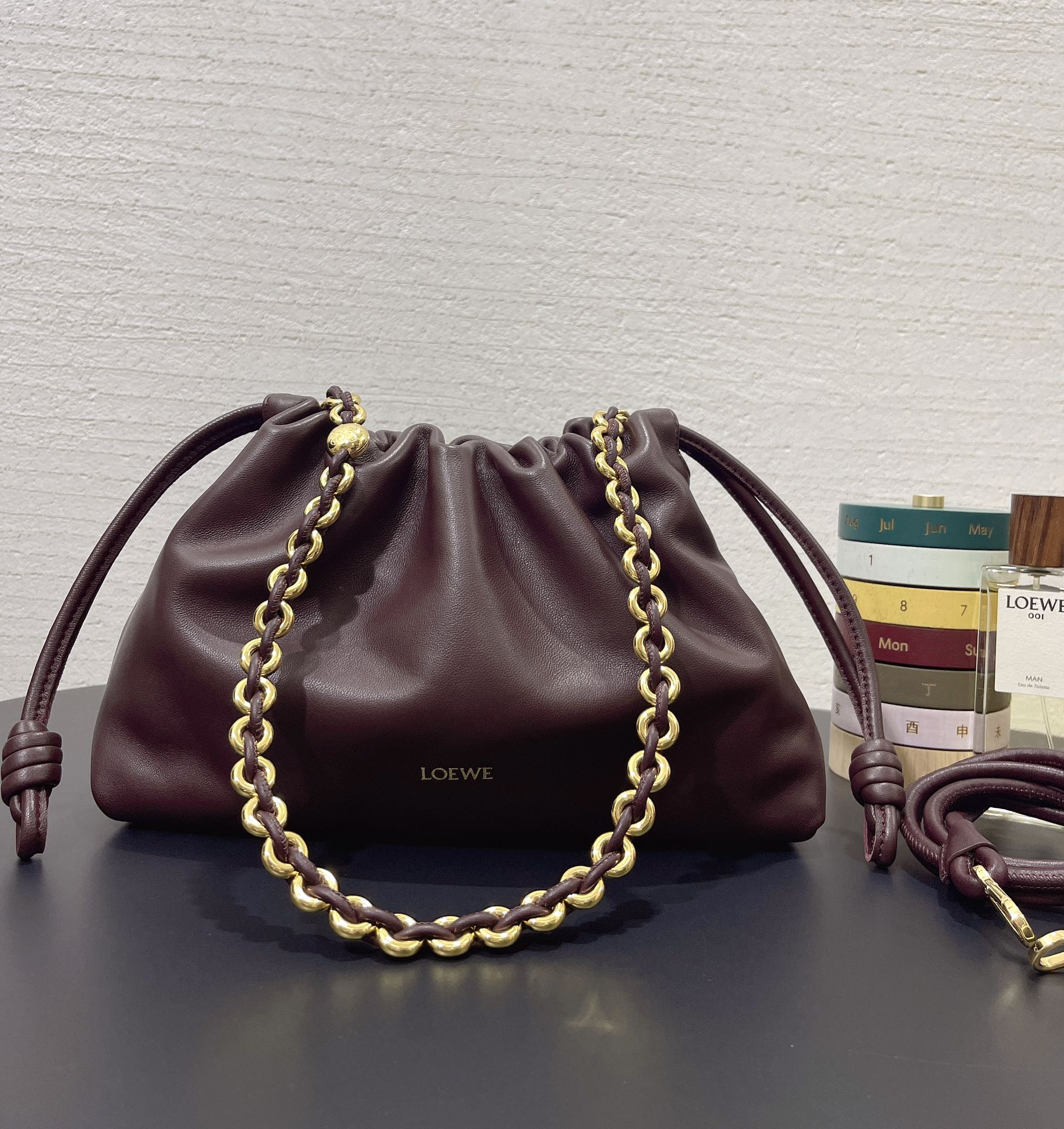 Bagsaaa L0ew* Medium Flamenco purse in mellow nappa lambskin Dark Burgundy - 30X20X10.5 cm