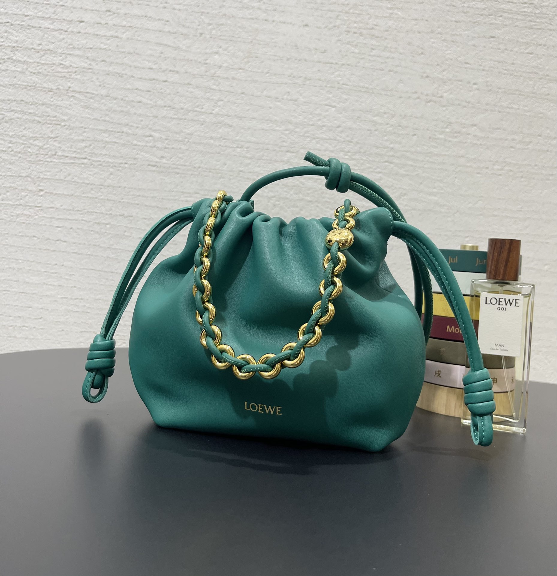 Bagsaaa L0ew* Mini Flamenco Purse bag in mellow nappa lambskin Emerald Green - 23X17X5.5 cm