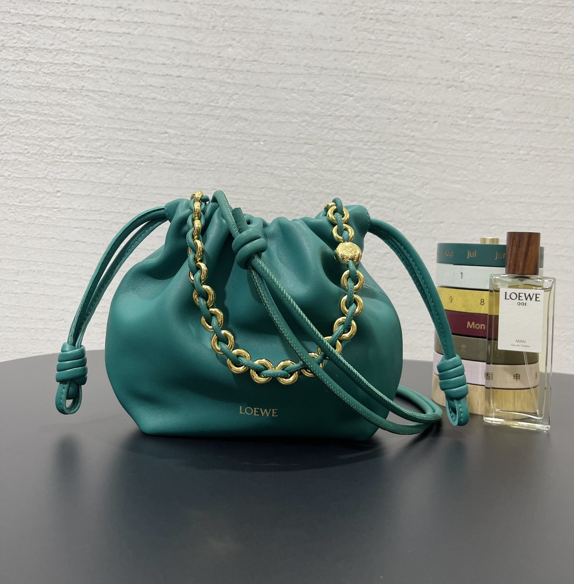 Bagsaaa L0ew* Mini Flamenco Purse bag in mellow nappa lambskin Emerald Green - 23X17X5.5 cm