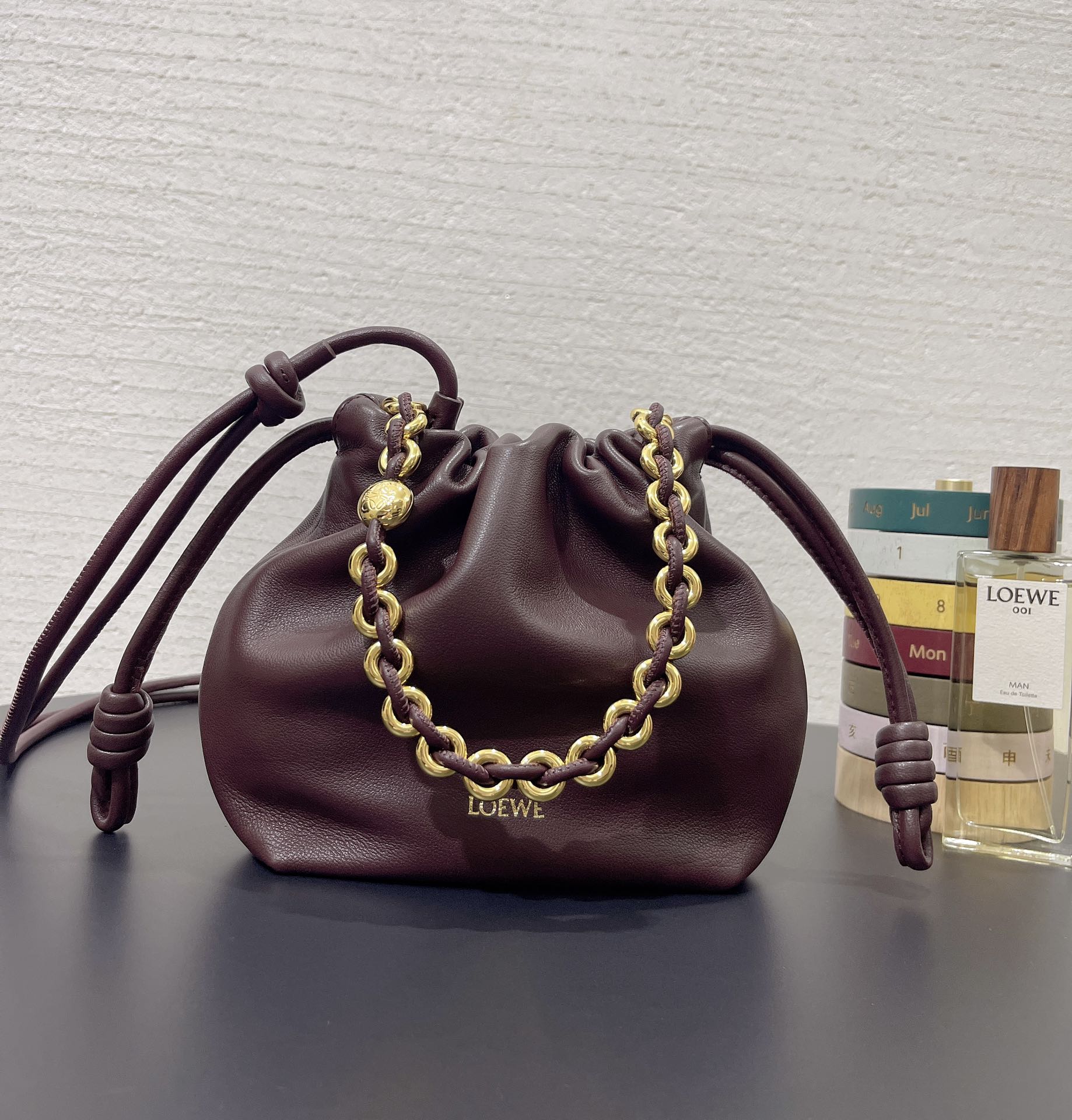 Bagsaaa L0ew* Mini Flamenco Purse bag in mellow nappa lambskin Burgundy - 23X17X5.5 cm