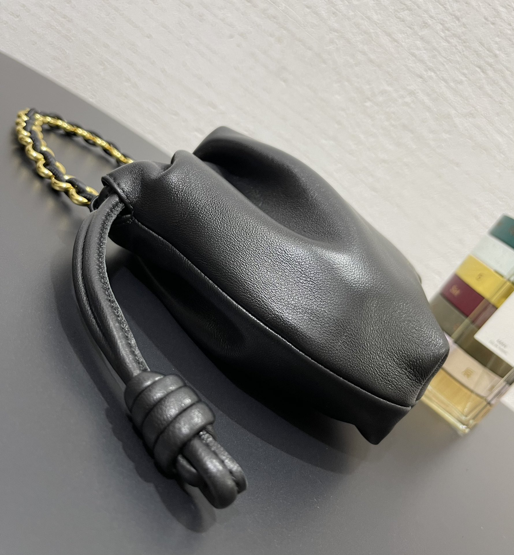 Bagsaaa L0ew* Mini Flamenco Purse bag in mellow nappa lambskin black - 23X17X5.5 cm