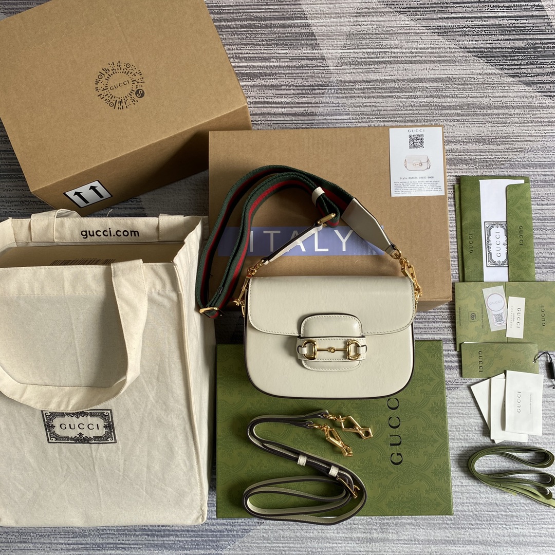 Bagsaaa Gvc*1 Horsebit 1955 Mini Shoulder Bag 658574 White - 20.5cm