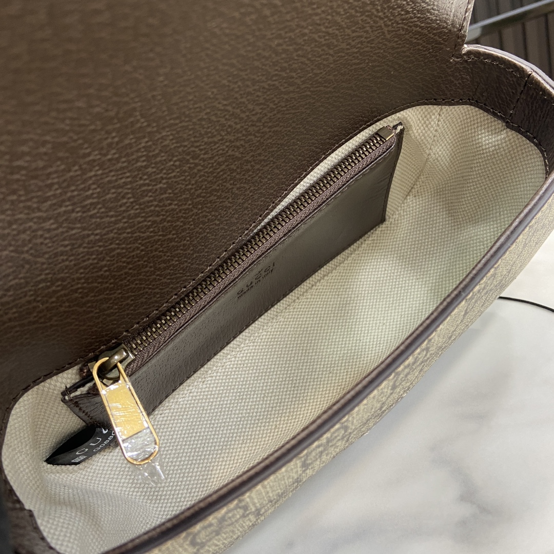 Bagsaaa Gvc*1 Ophidia S*per mini shoulder bag 795466 beige & ebony - 18.5x10x5.5cm