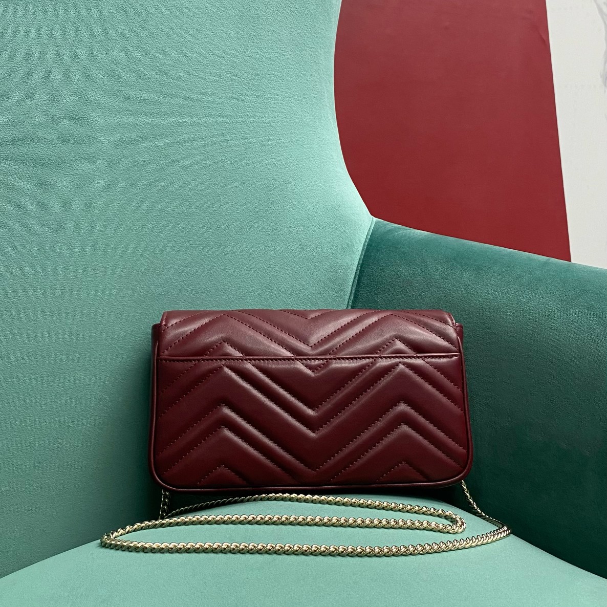 Bagsaaa Gvc*1 GG Marmont mini bag ‎751526 red - 21x12x5cm