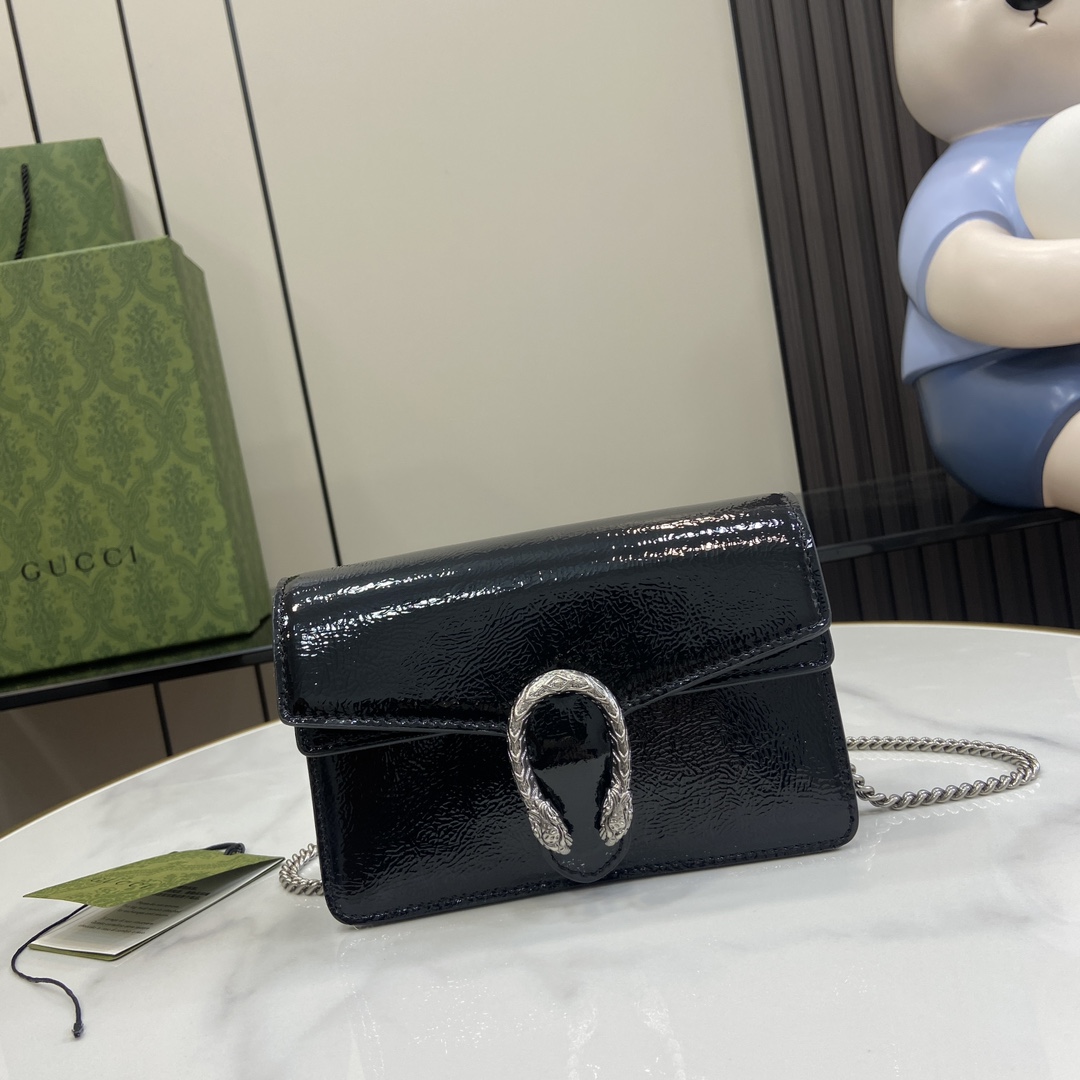 Bagsaaa Gvc*1 Dionysus S*per mini bag 795368 black patent - 17.5 x 11 x 6.5 cm