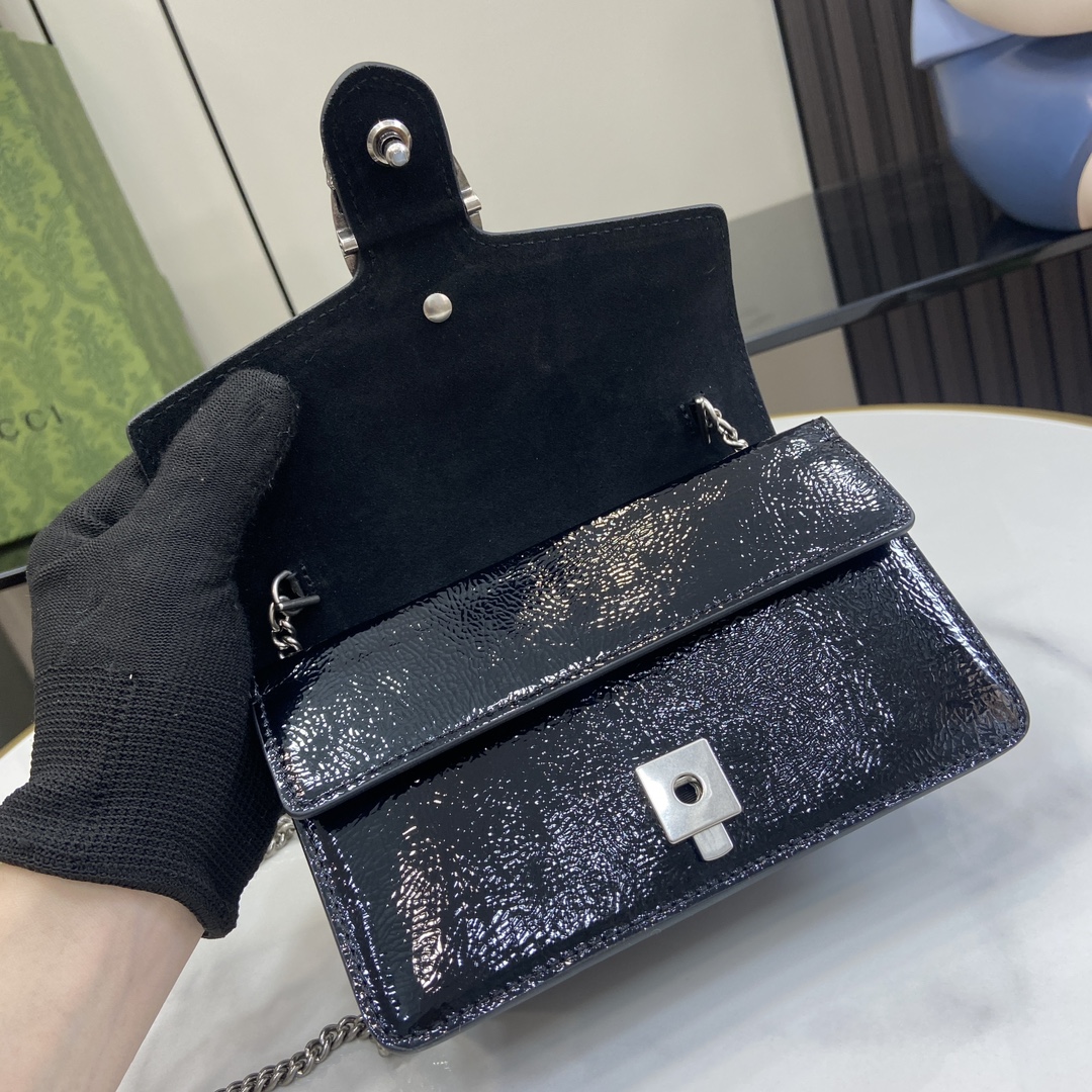 Bagsaaa Gvc*1 Dionysus S*per mini bag 795368 black patent - 17.5 x 11 x 6.5 cm