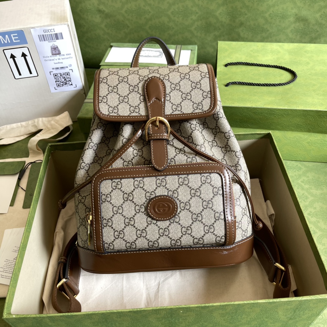 Bagsaaa Gvc*1 Small backpack with GG 674147 brown - 26.5x30x13cm