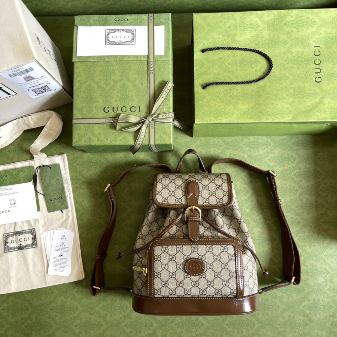 Bagsaaa Gvc*1 Small backpack with GG 674147 brown - 26.5x30x13cm