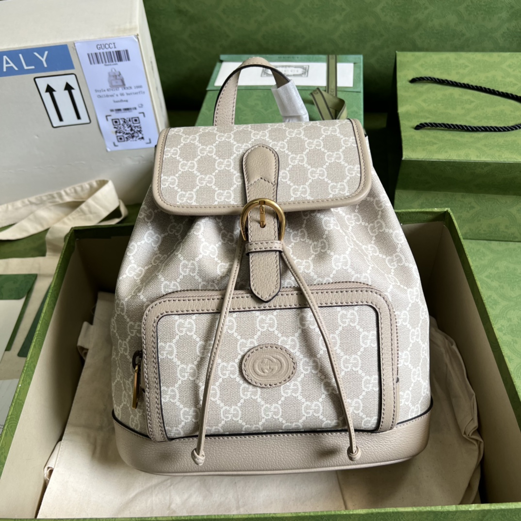 Bagsaaa Gvc*1 Small backpack with GG 674147 beige - 26.5x30x13cm