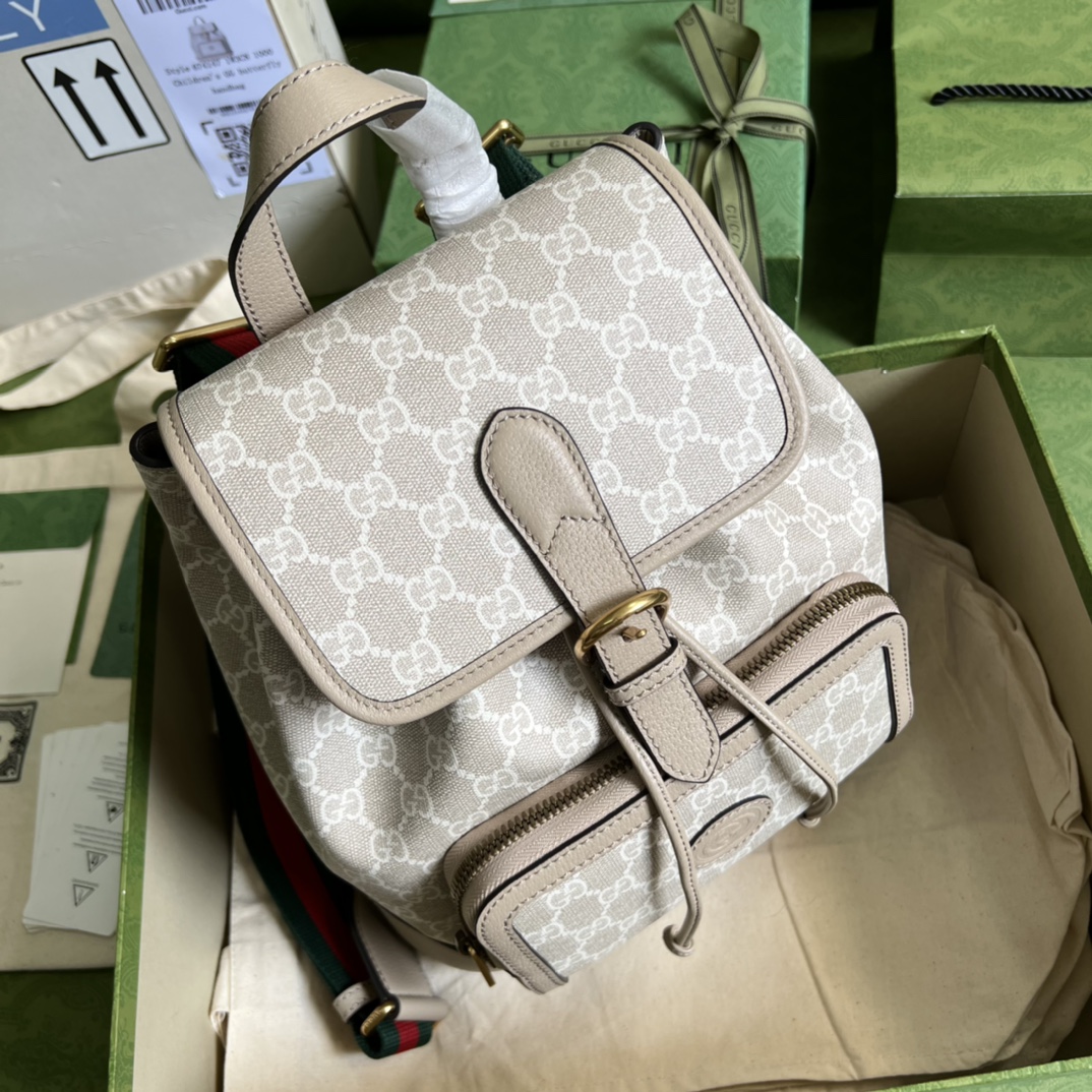 Bagsaaa Gvc*1 Small backpack with GG 674147 beige - 26.5x30x13cm