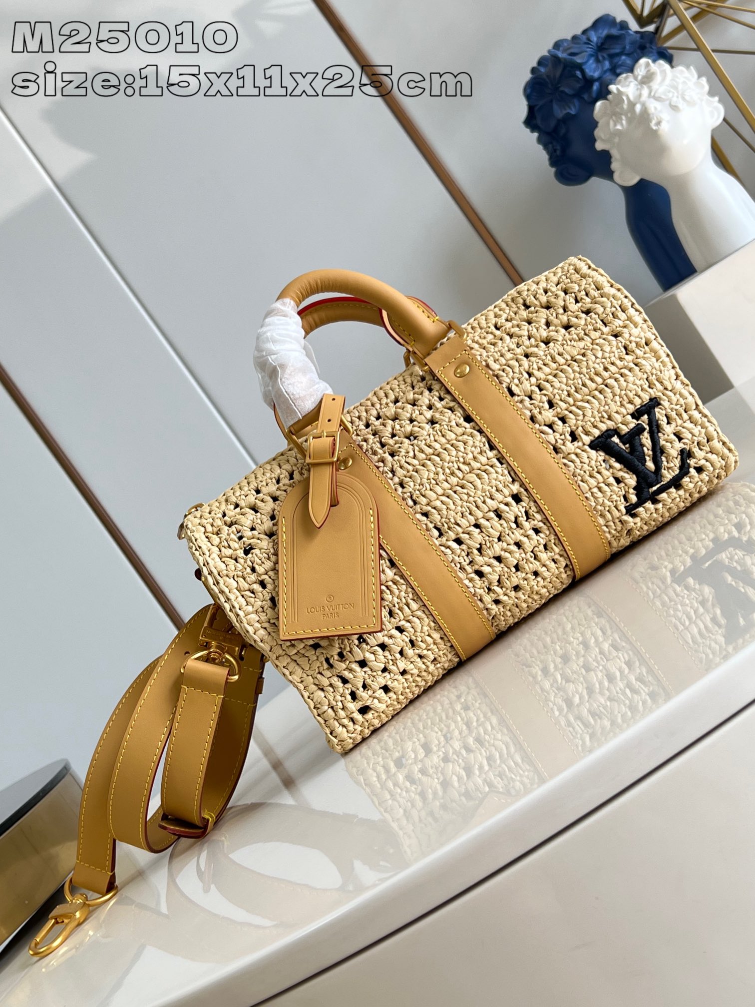 Bagsaaa L0vis Vvtt0n M25010 Keepall Bandoulière 25 Natural Beige - 25 x 15 x 11 cm