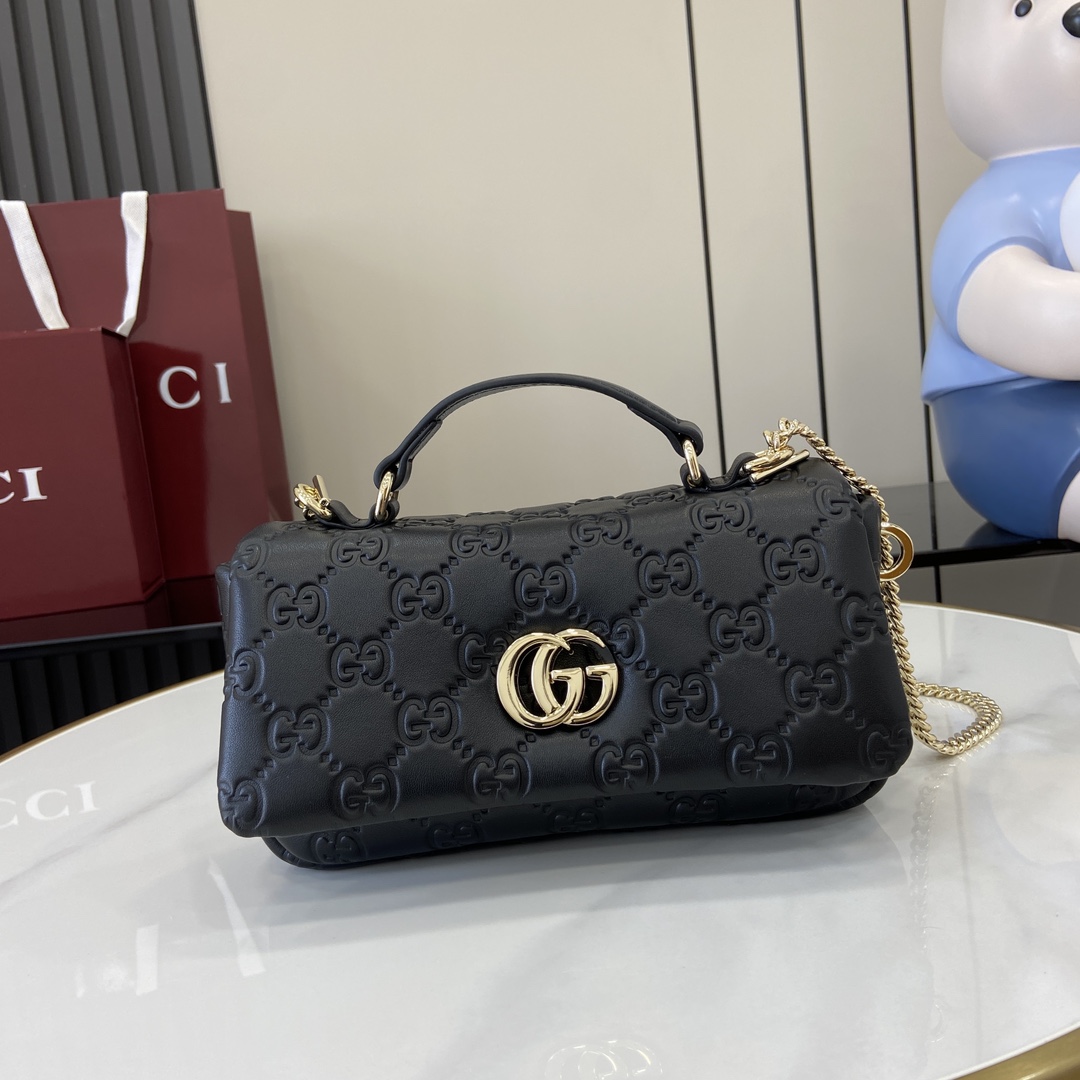 Bagsaaa Gvc*1 GG Milano Mini Top Handle Bag 806017 Black GG - 21 x 12.5 x 4.5cm