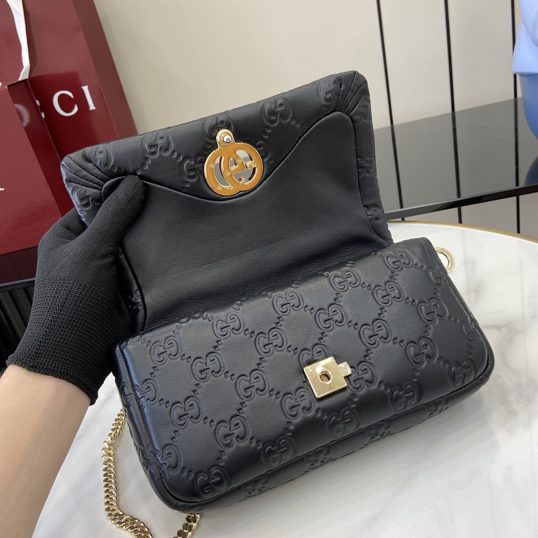 Bagsaaa Gvc*1 GG Milano Mini Top Handle Bag 806017 Black GG - 21 x 12.5 x 4.5cm