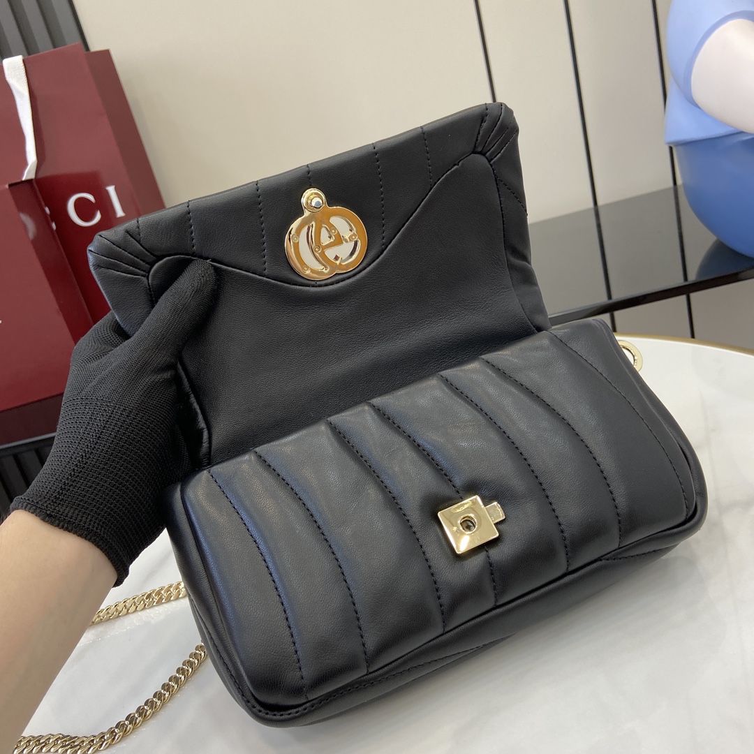 Bagsaaa Gvc*1 GG Milano Mini Top Handle Bag 806017 Black - 21 x 12.5 x 4.5cm