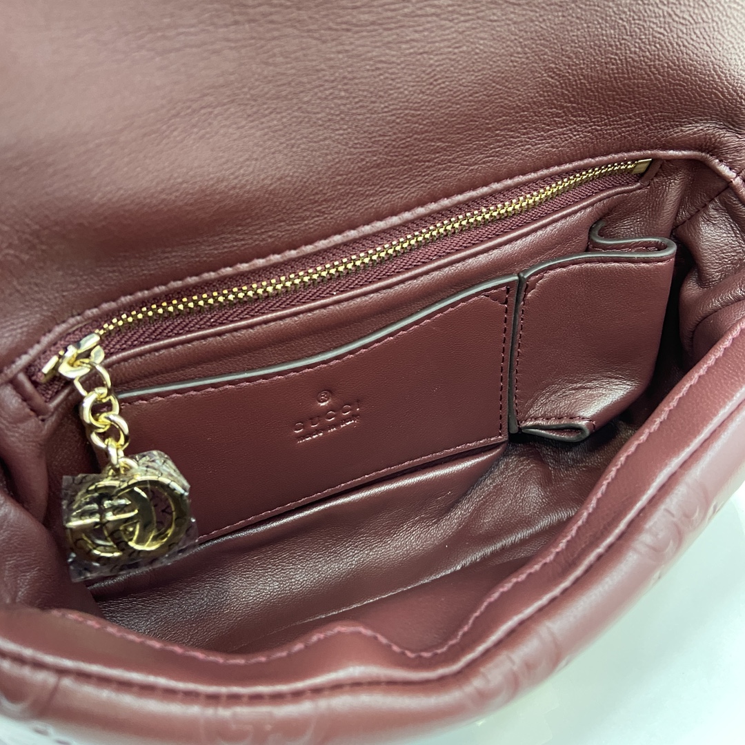Bagsaaa Gvc*1 GG Milano Mini Top Handle Bag 806017 Red GG - 21 x 12.5 x 4.5cm