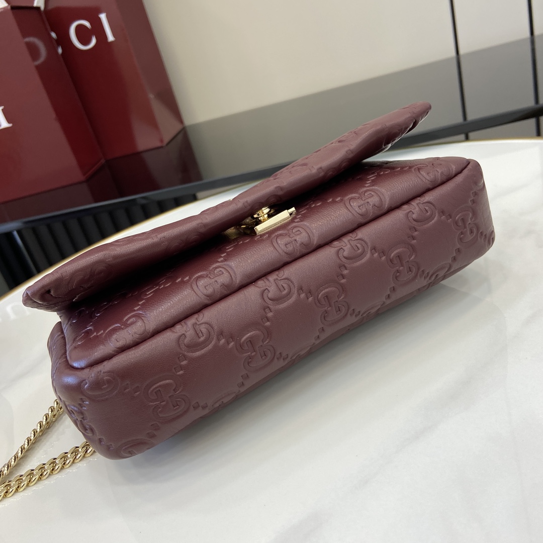 Bagsaaa Gvc*1 GG Milano Mini Top Handle Bag 806017 Red GG - 21 x 12.5 x 4.5cm