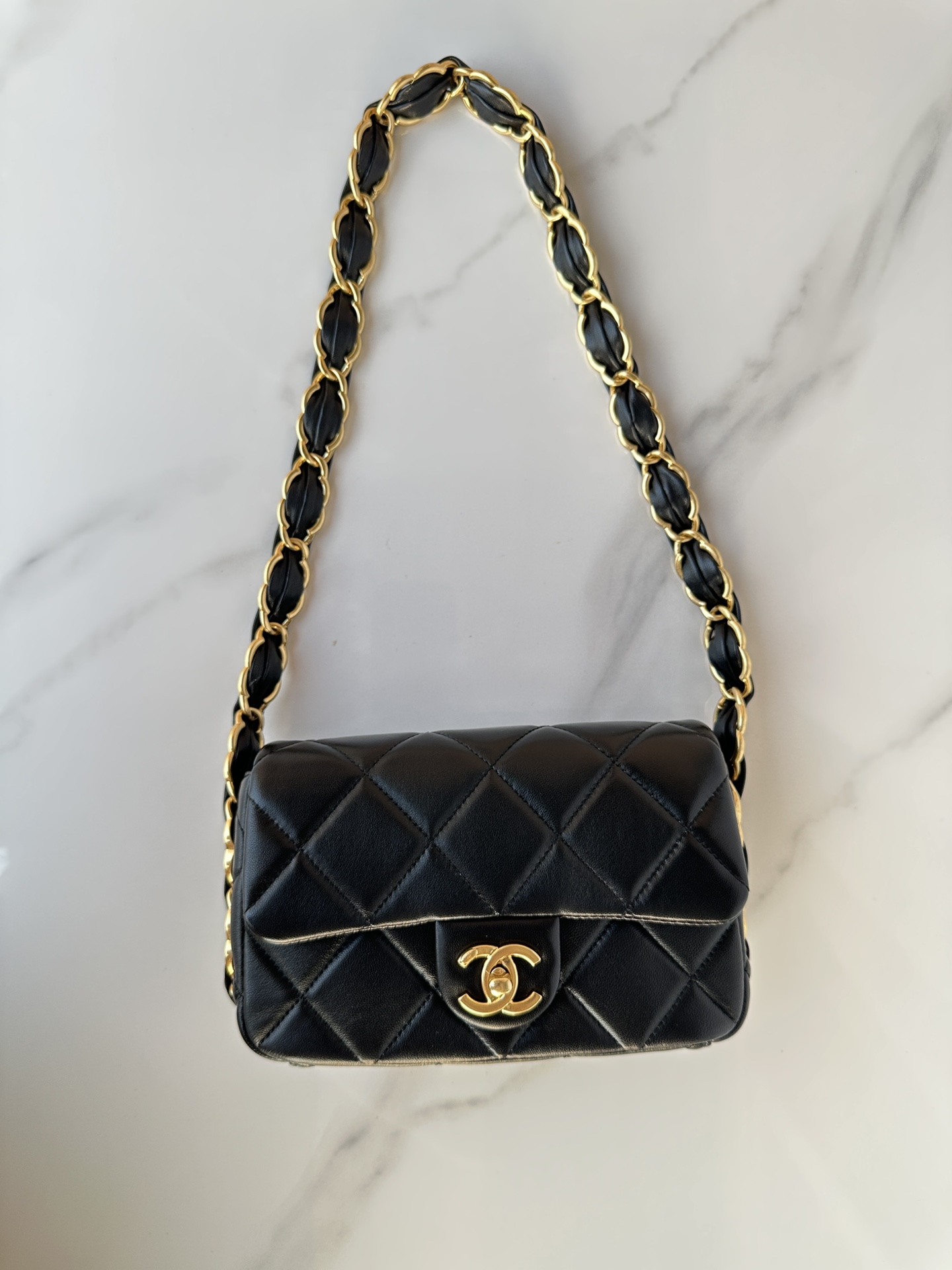 Bagsaaa Ch**el Small Flap Bag AS5174 Black - 14 × 21 × 7 cm
