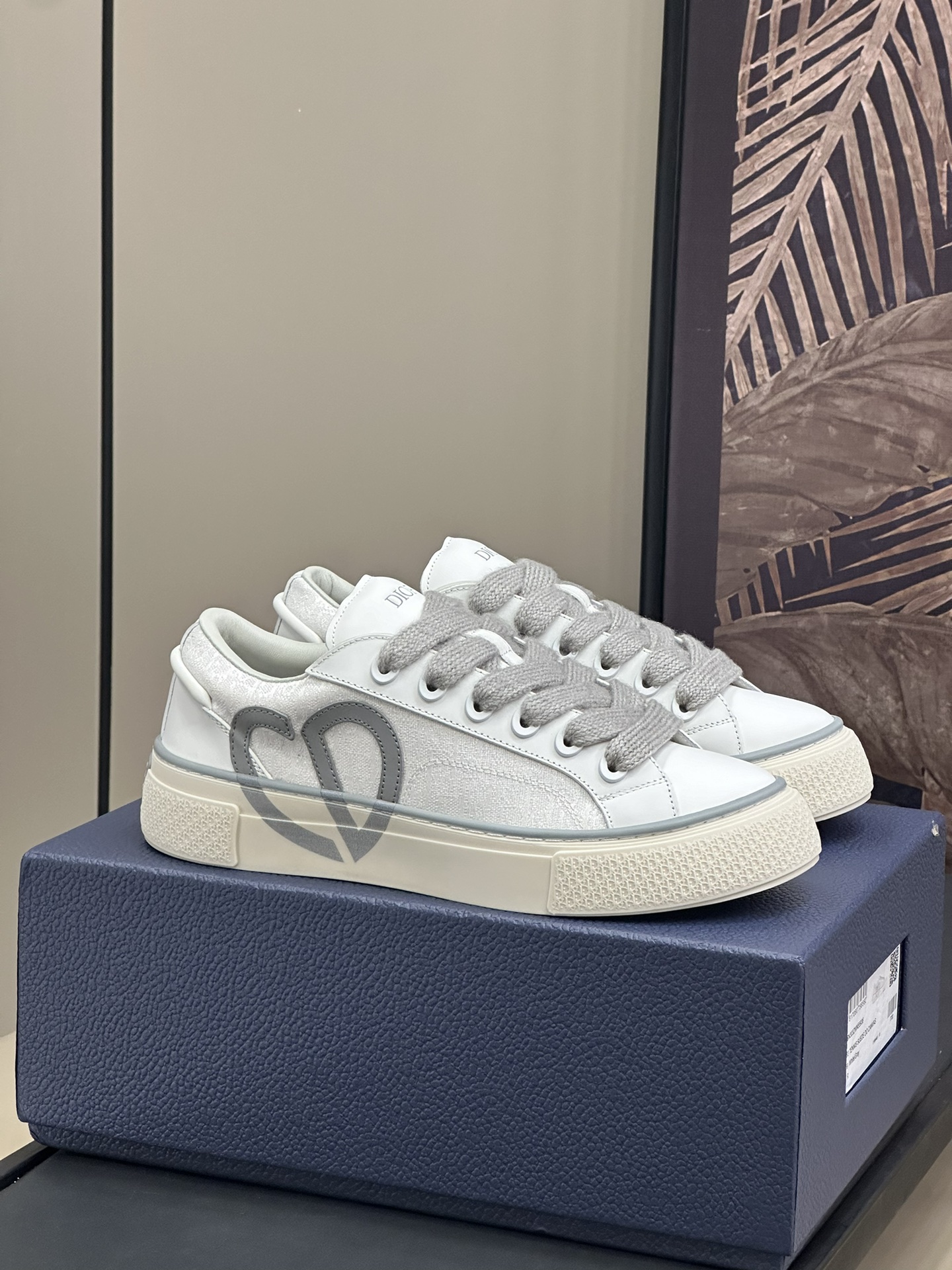 Bagsaaa D10r B33 Sneaker Gray Smooth Calfskin and Gray D10r Oblique Jacquard