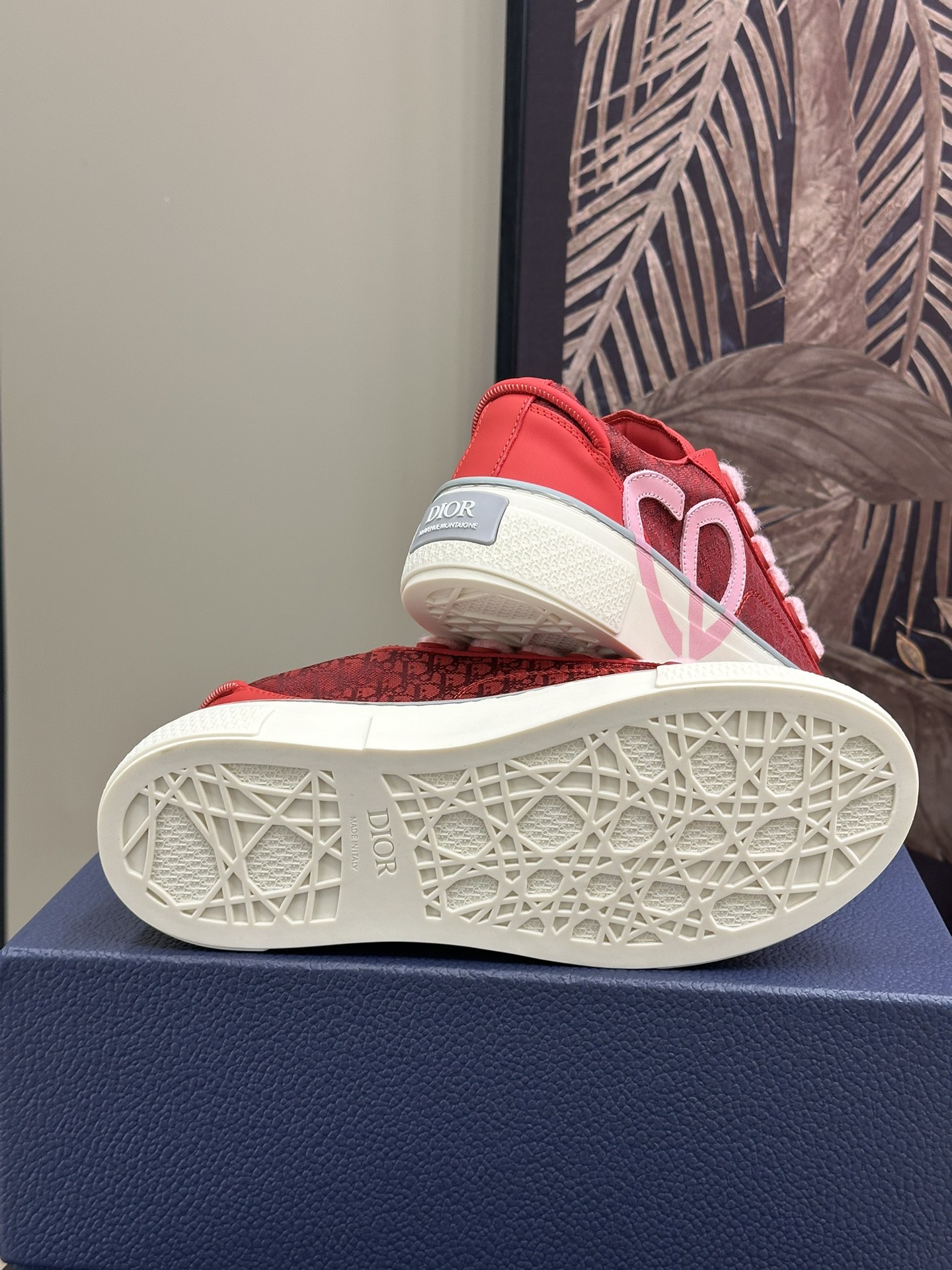 Bagsaaa D10r B33 Sneaker Red Smooth Calfskin and Red D10r Oblique Jacquard