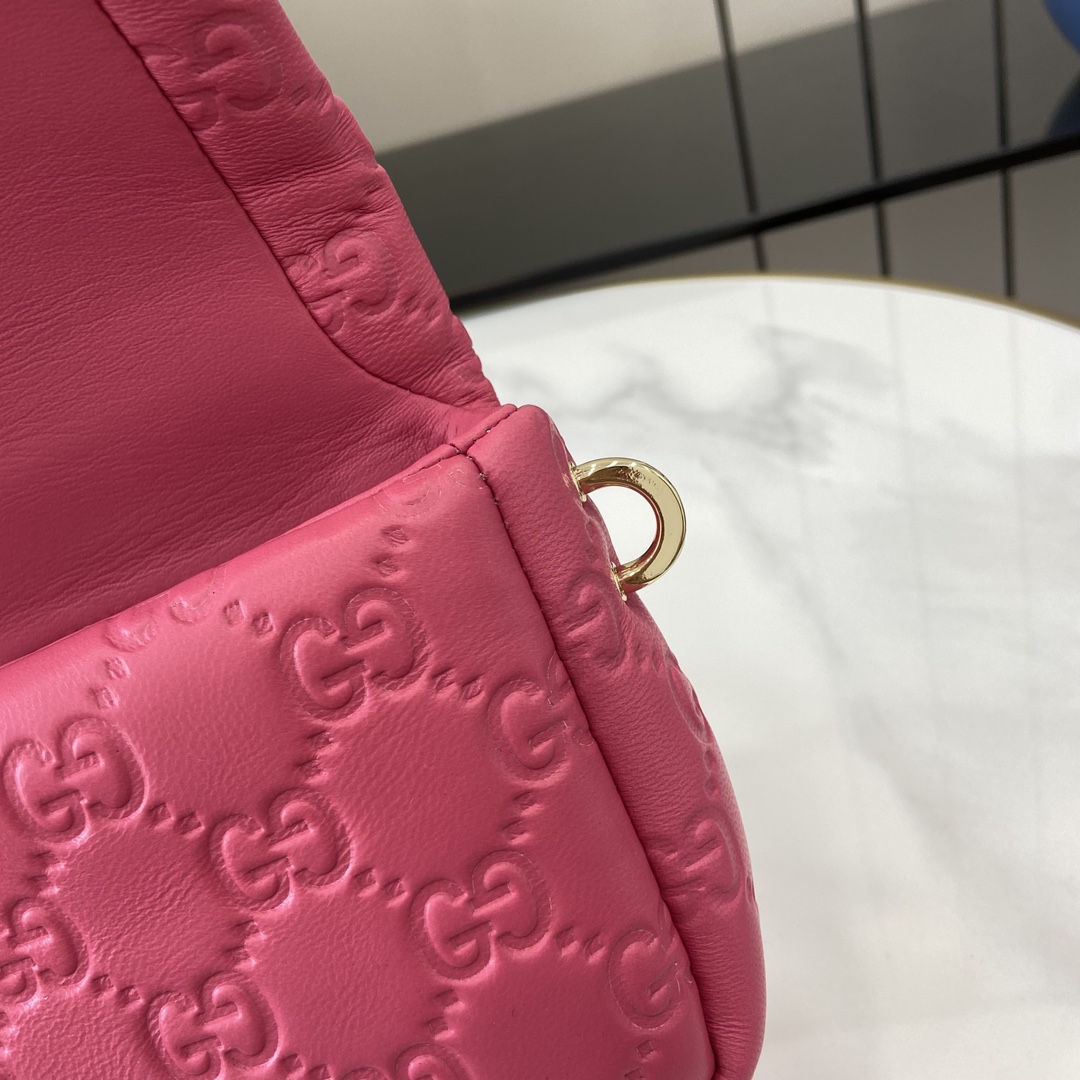 Bagsaaa Gvc*1 GG Milano Mini Top Handle Bag 806017 Pink GG - 21 x 12.5 x 4.5cm