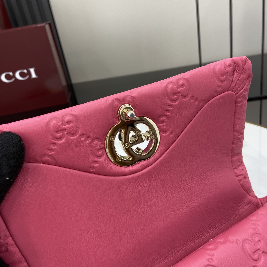 Bagsaaa Gvc*1 GG Milano Mini Top Handle Bag 806017 Pink GG - 21 x 12.5 x 4.5cm