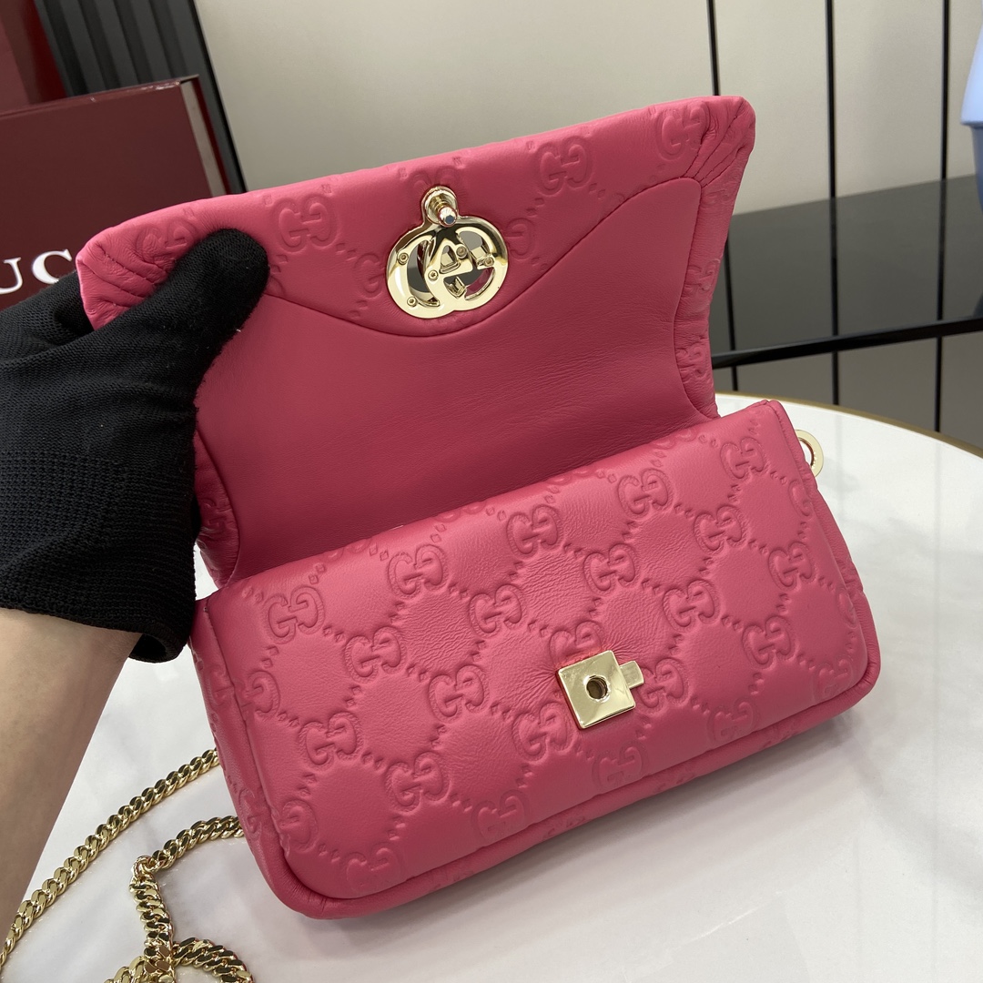 Bagsaaa Gvc*1 GG Milano Mini Top Handle Bag 806017 Pink GG - 21 x 12.5 x 4.5cm