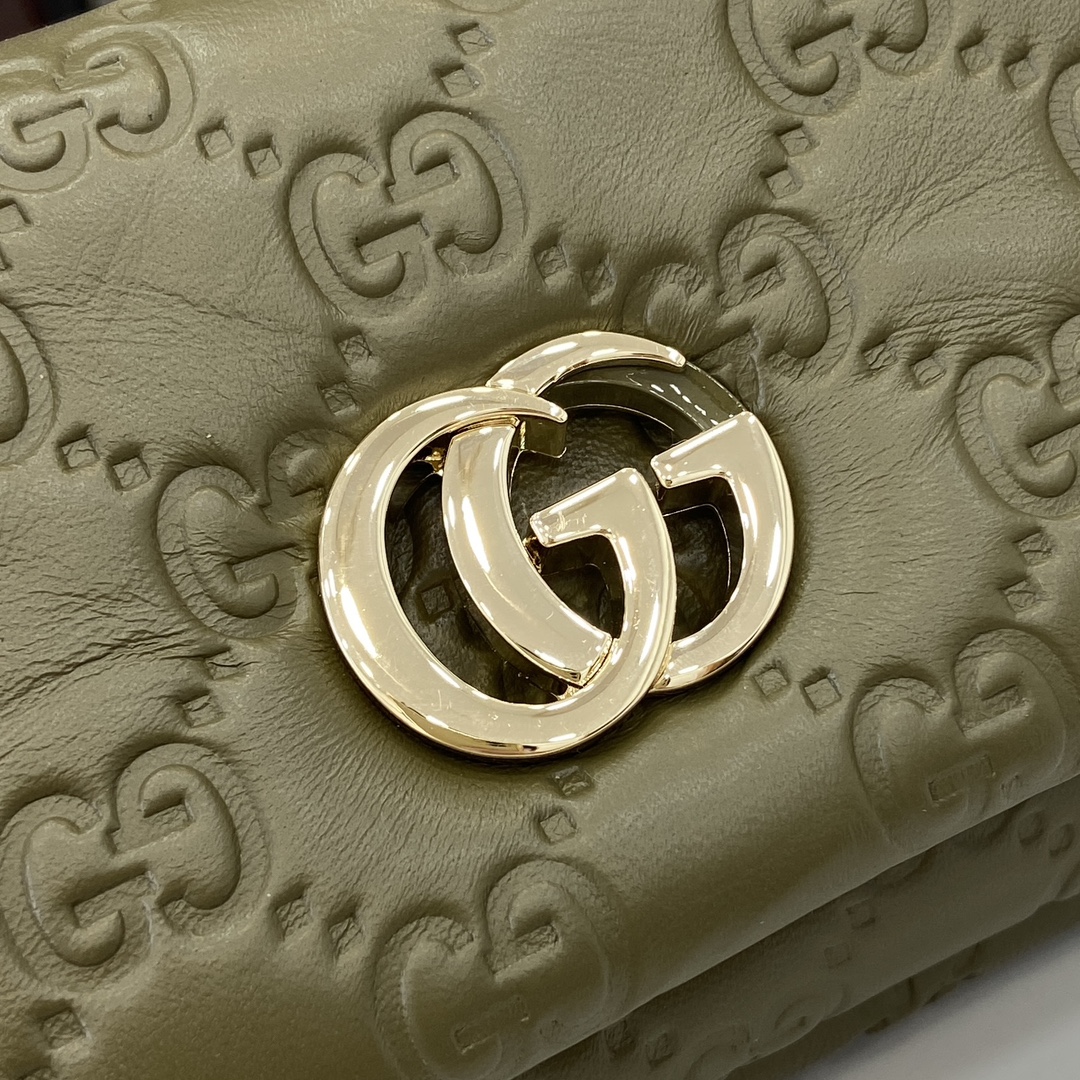 Bagsaaa Gvc*1 GG Milano Mini Top Handle Bag 806017 Green GG - 21 x 12.5 x 4.5cm