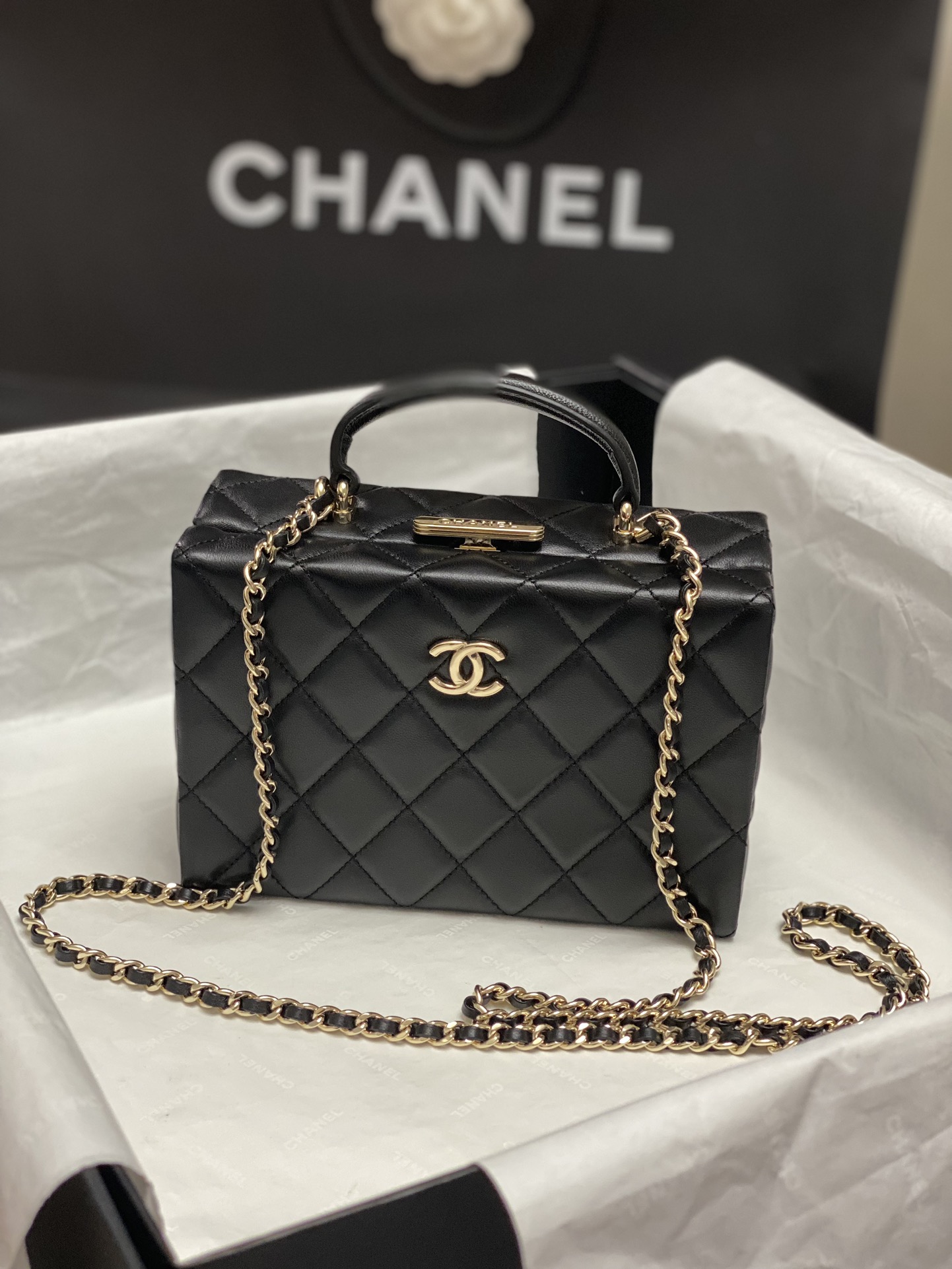 Bagsaaa Ch**el Small Box Bag AS5167 Black - 12.5 × 18 × 6.5 cm
