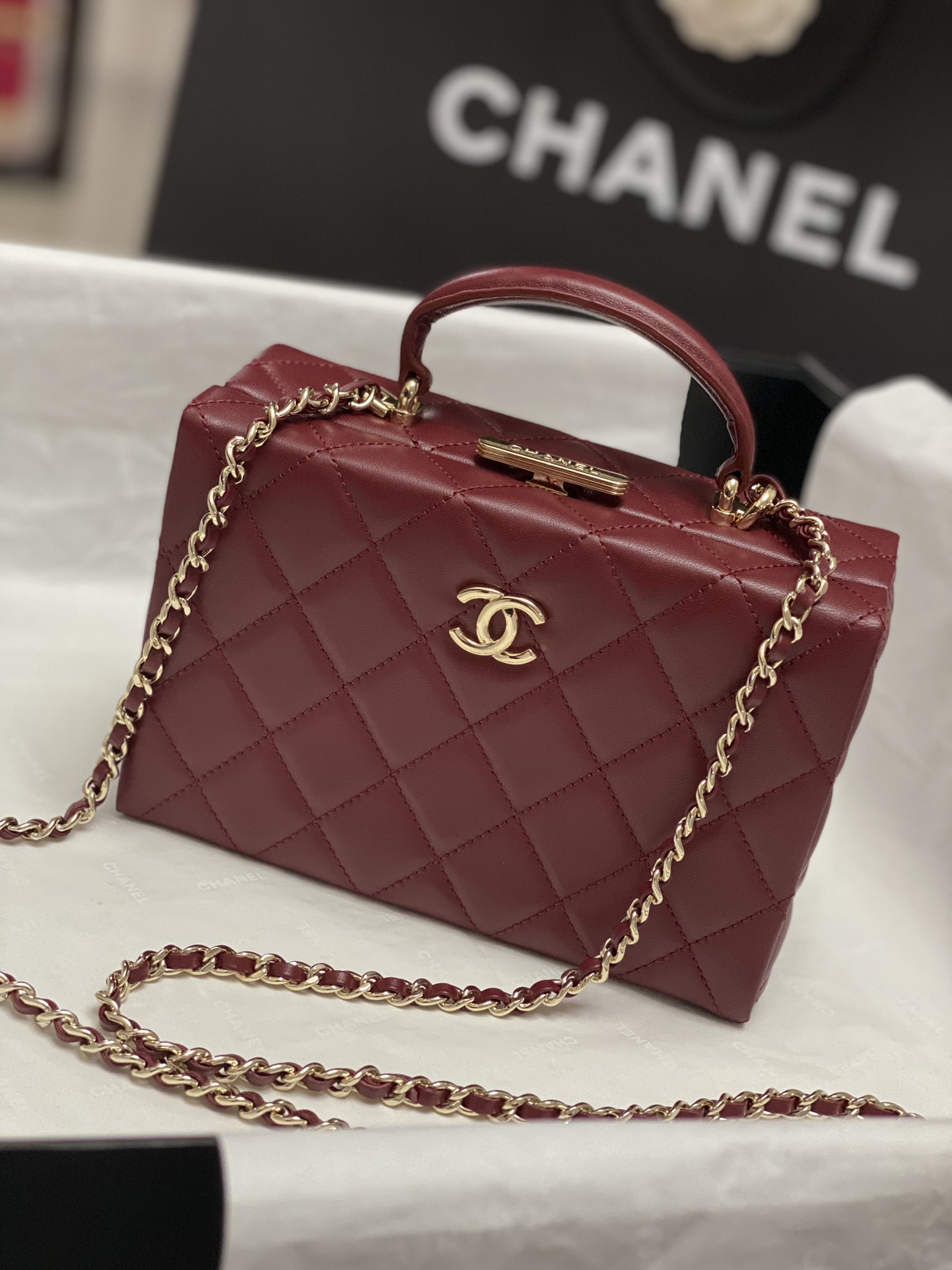 Bagsaaa Ch**el Small Box Bag AS5167 Red - 12.5 × 18 × 6.5 cm