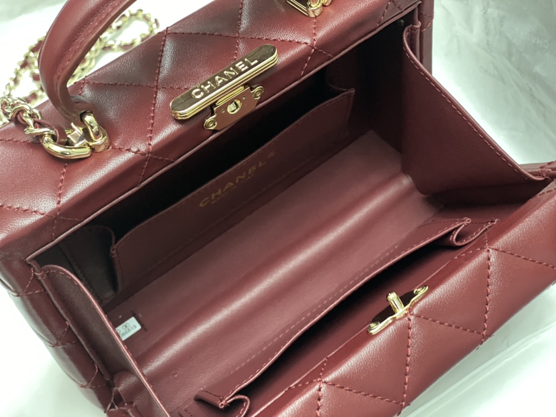 Bagsaaa Ch**el Small Box Bag AS5167 Red - 12.5 × 18 × 6.5 cm