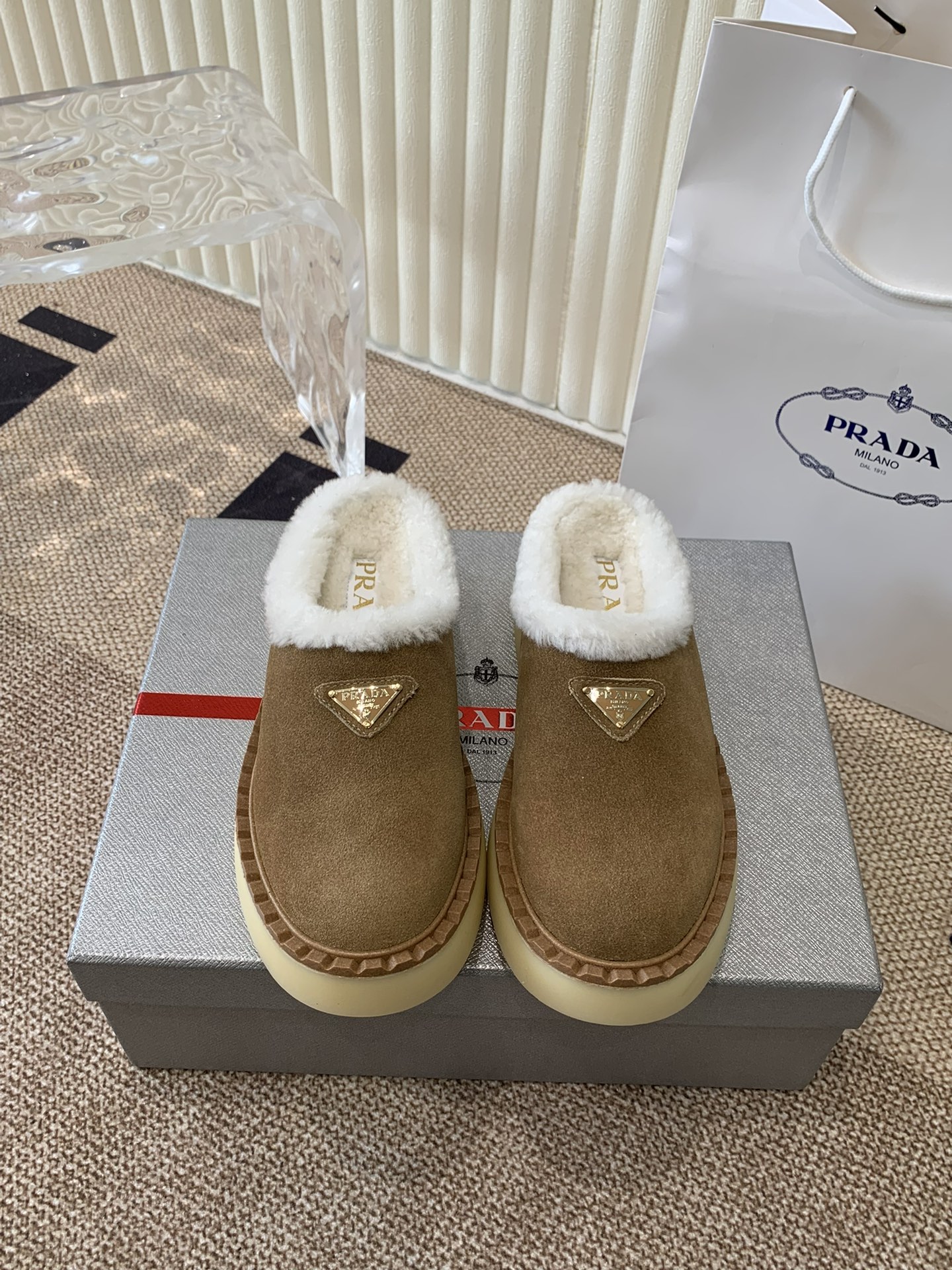 Bagsaaa Pra*a Suede Mules Brown