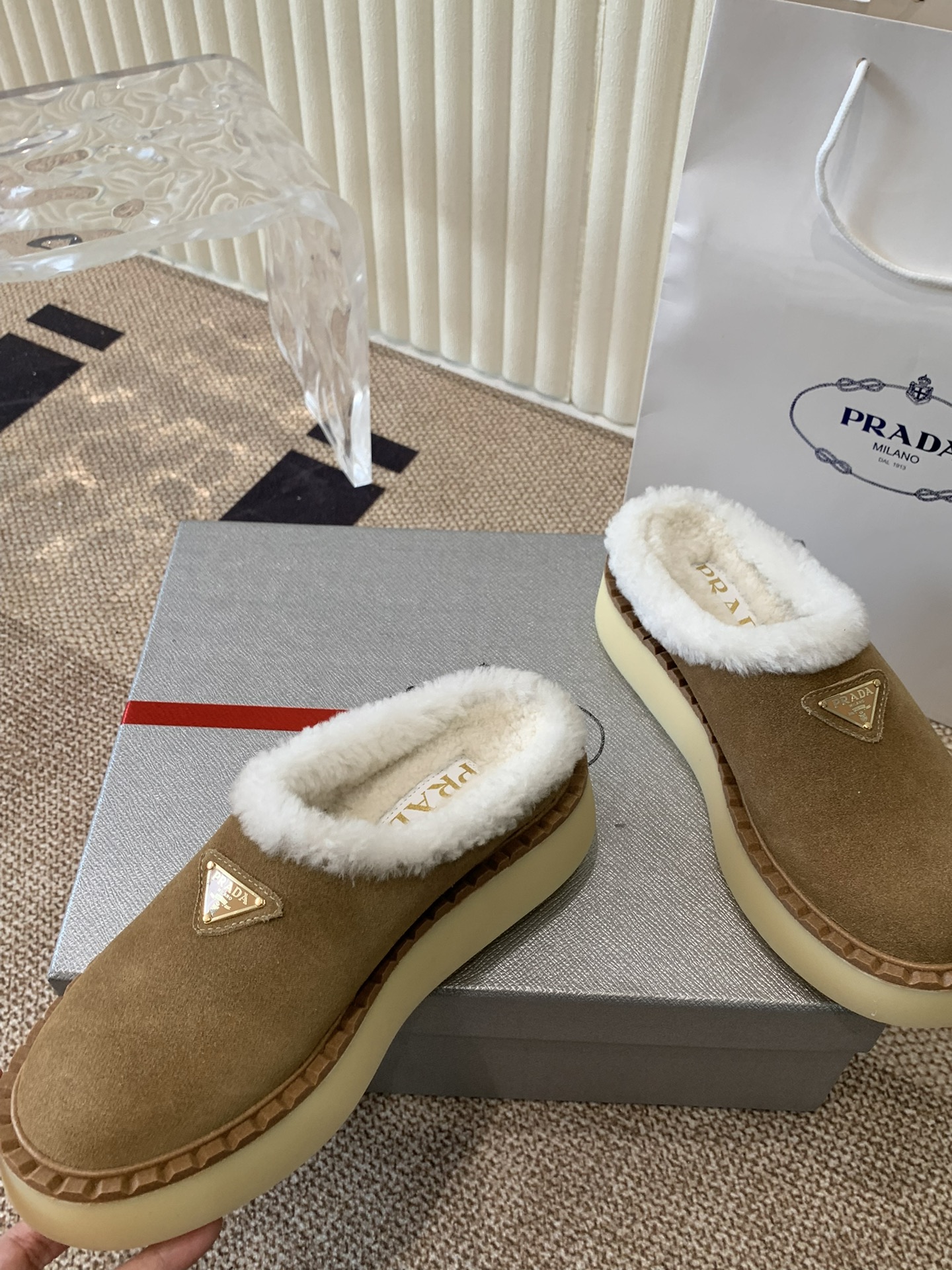 Bagsaaa Pra*a Suede Mules Brown