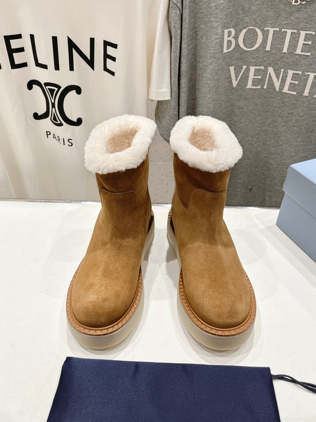 Bagsaaa Pra*a Suede Booties Brown