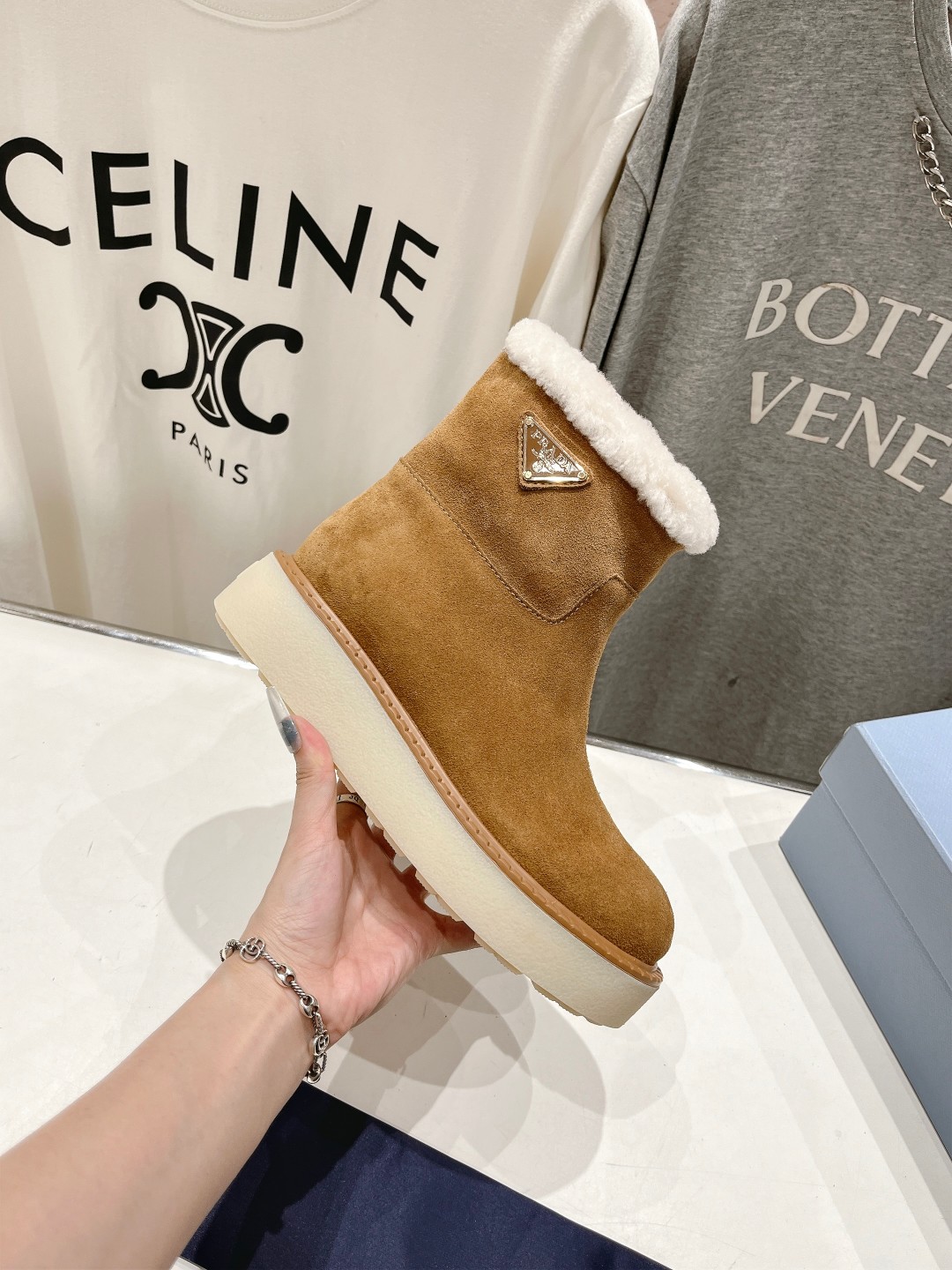 Bagsaaa Pra*a Suede Booties Brown