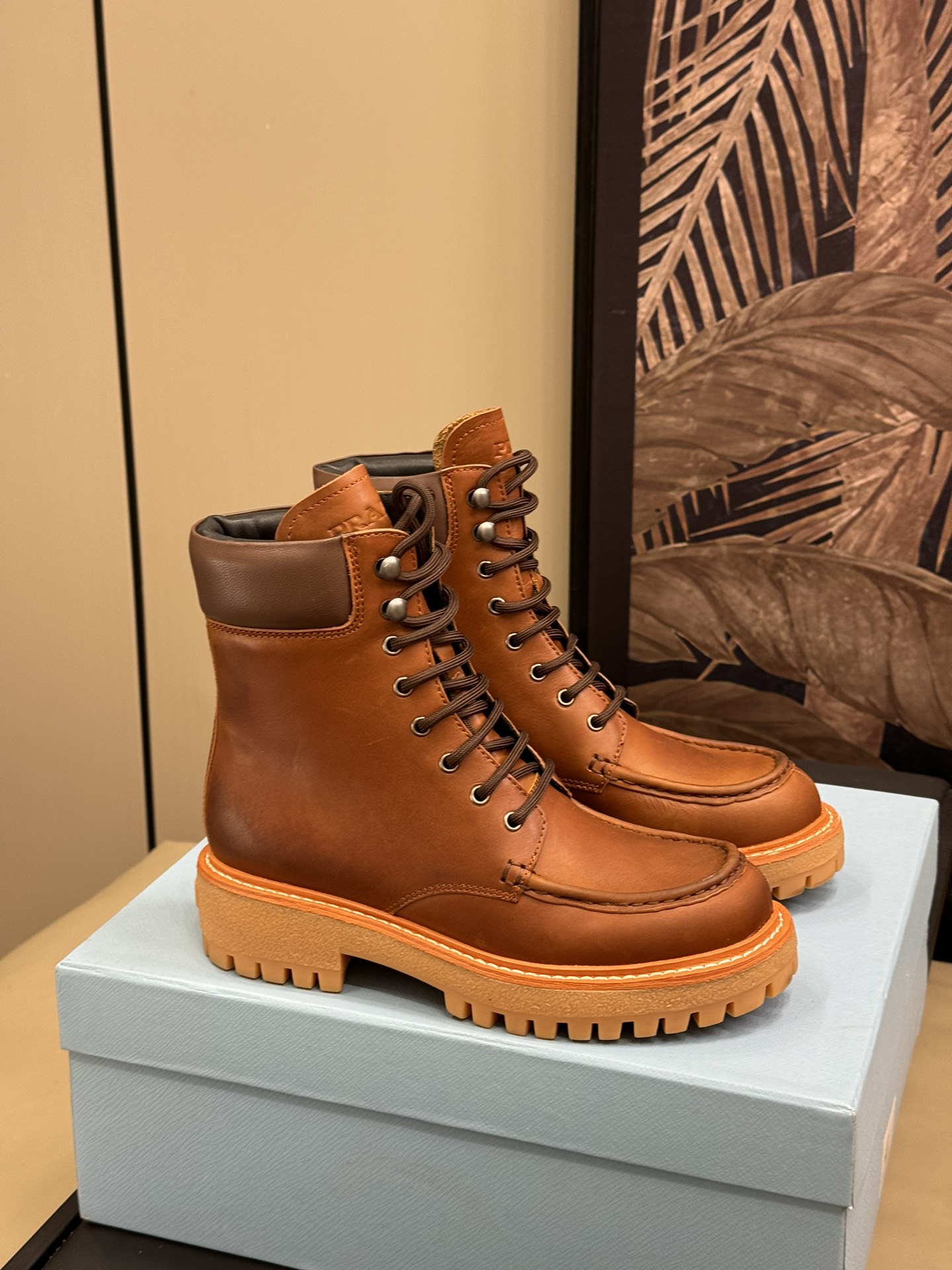 Bagsaaa Pra*a Leather lace-up boots brown
